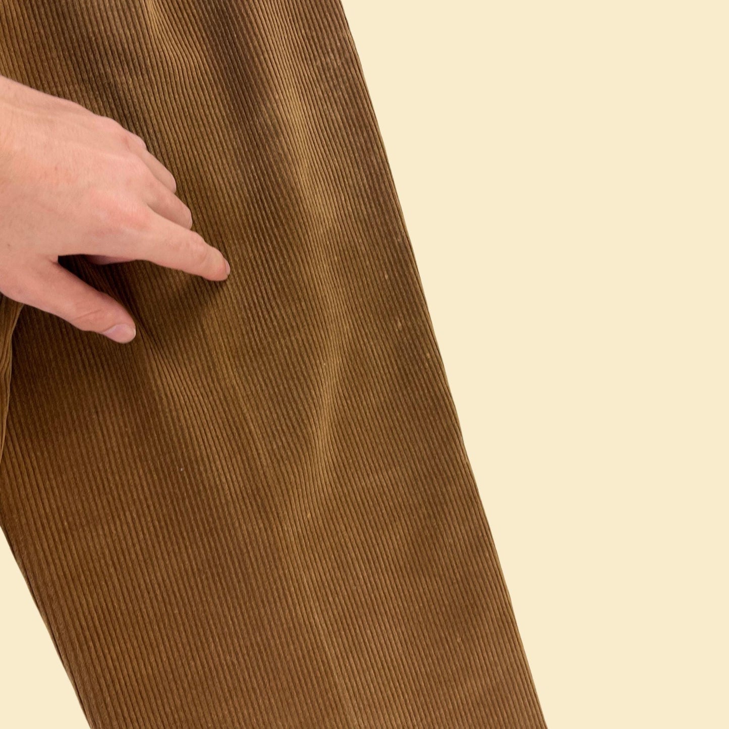 1970s women's corduroy pants by Dimension V, size 12 vintage brown straight leg high rise pants