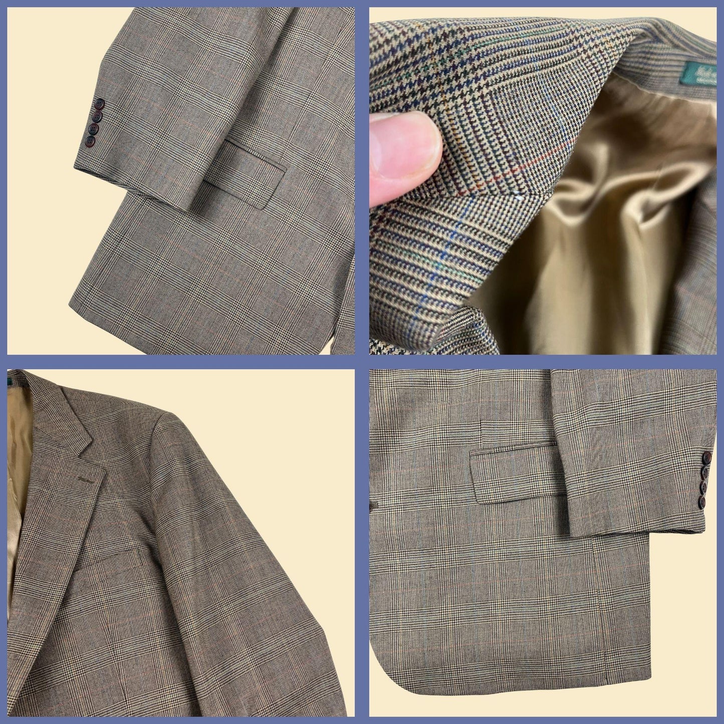 1990s Chaps Ralph Lauren 48R sport coat, vintage men's plaid wool suit jacket/blazer