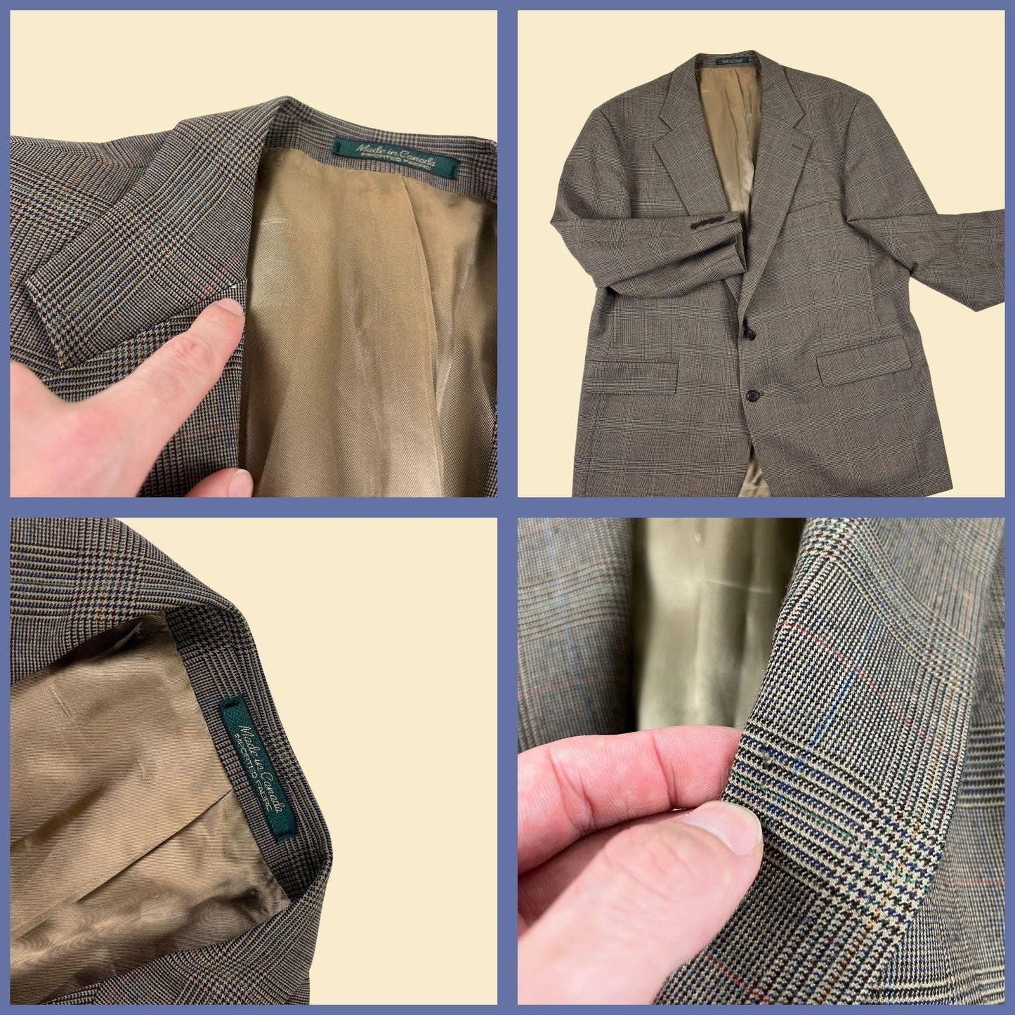 1990s Chaps Ralph Lauren 48R sport coat, vintage men's plaid wool suit jacket/blazer