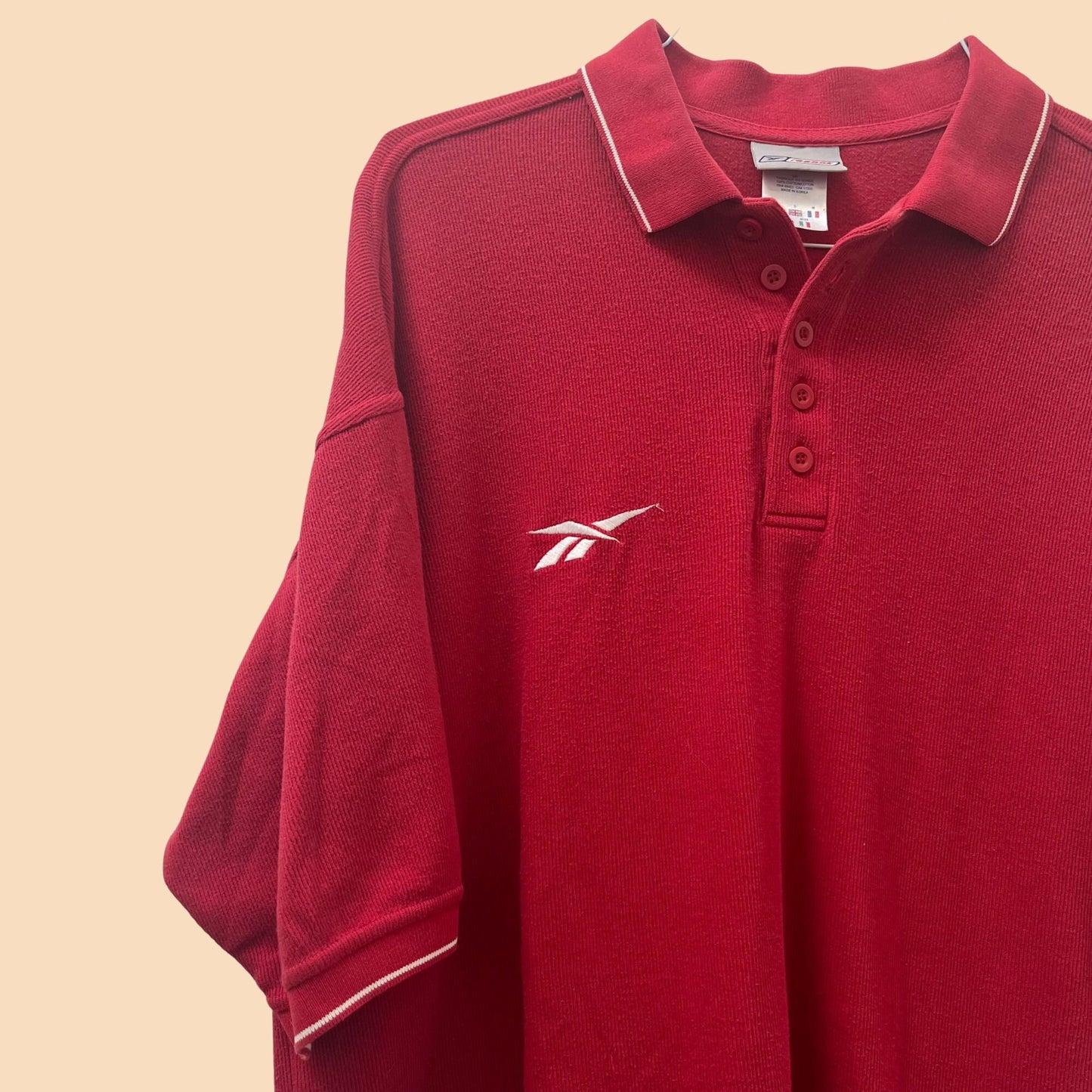 Vintage men's Reebok red shirt, short sleeved vintage red shirt, small men's vintage athletic polo shirt, 1990s men's athletic clothes