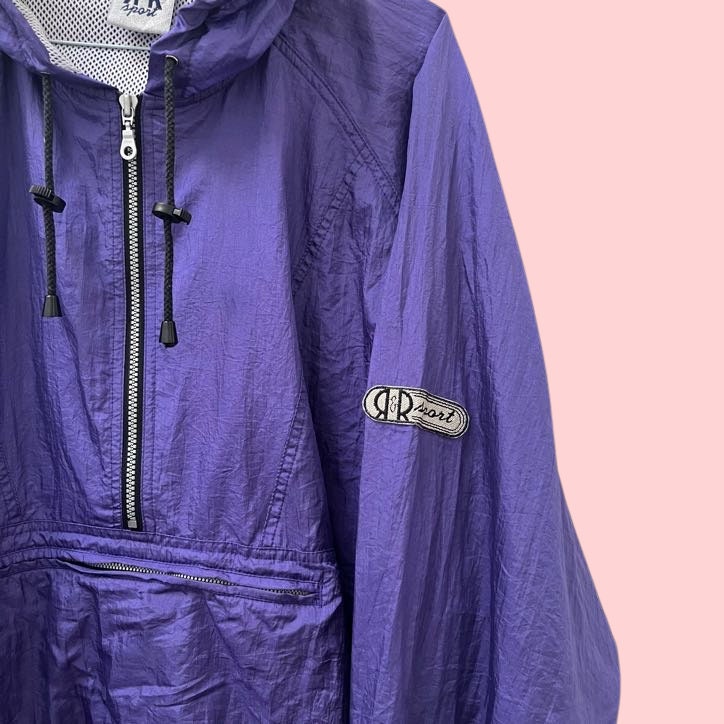 Vintage Purple Windbreaker 1990s - Half zip with large pocket