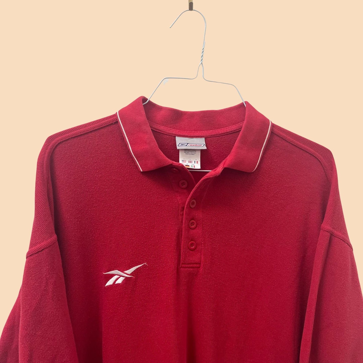 Vintage men's Reebok red shirt, short sleeved vintage red shirt, small men's vintage athletic polo shirt, 1990s men's athletic clothes