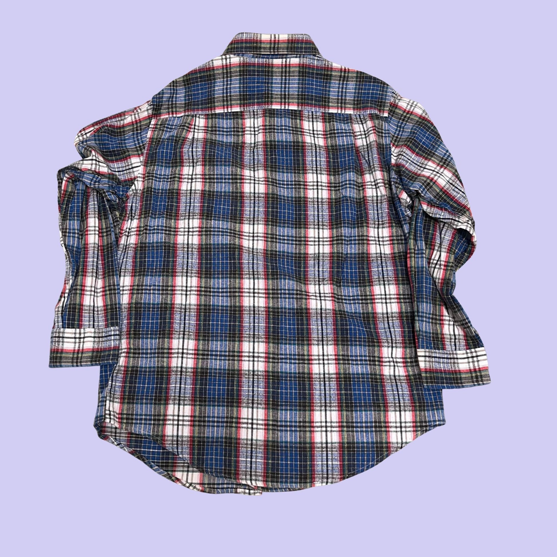 Vintage flannel shirt by The Men's Store at Sears, large men's blue and white flannel, 1990s cotton flannel button down