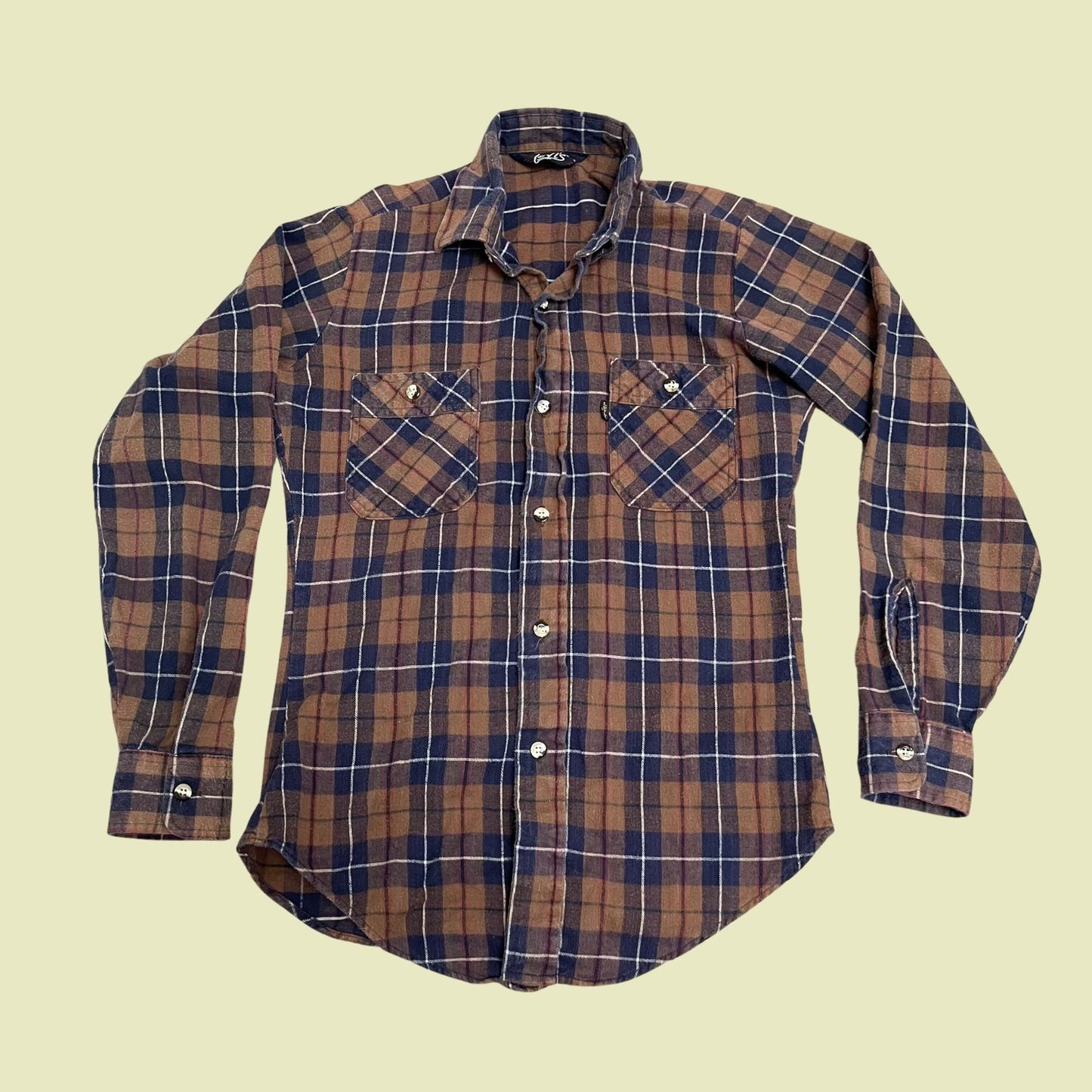 Vintage Levi's small plaid flannel, 1980s Levi's blue and brown flannel shirt, vintage men's Levi's button down shirt