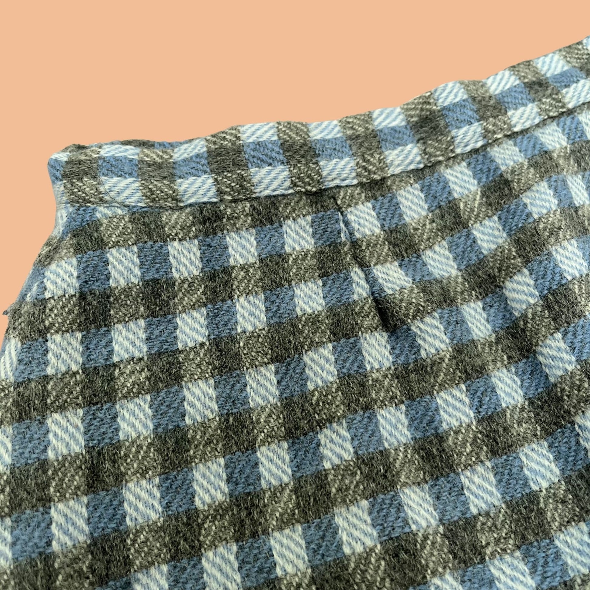 1950s checkered pencil skirt, vintage Styled by Joan Marie mid century skirt, blue and grey plaid pencil skirt