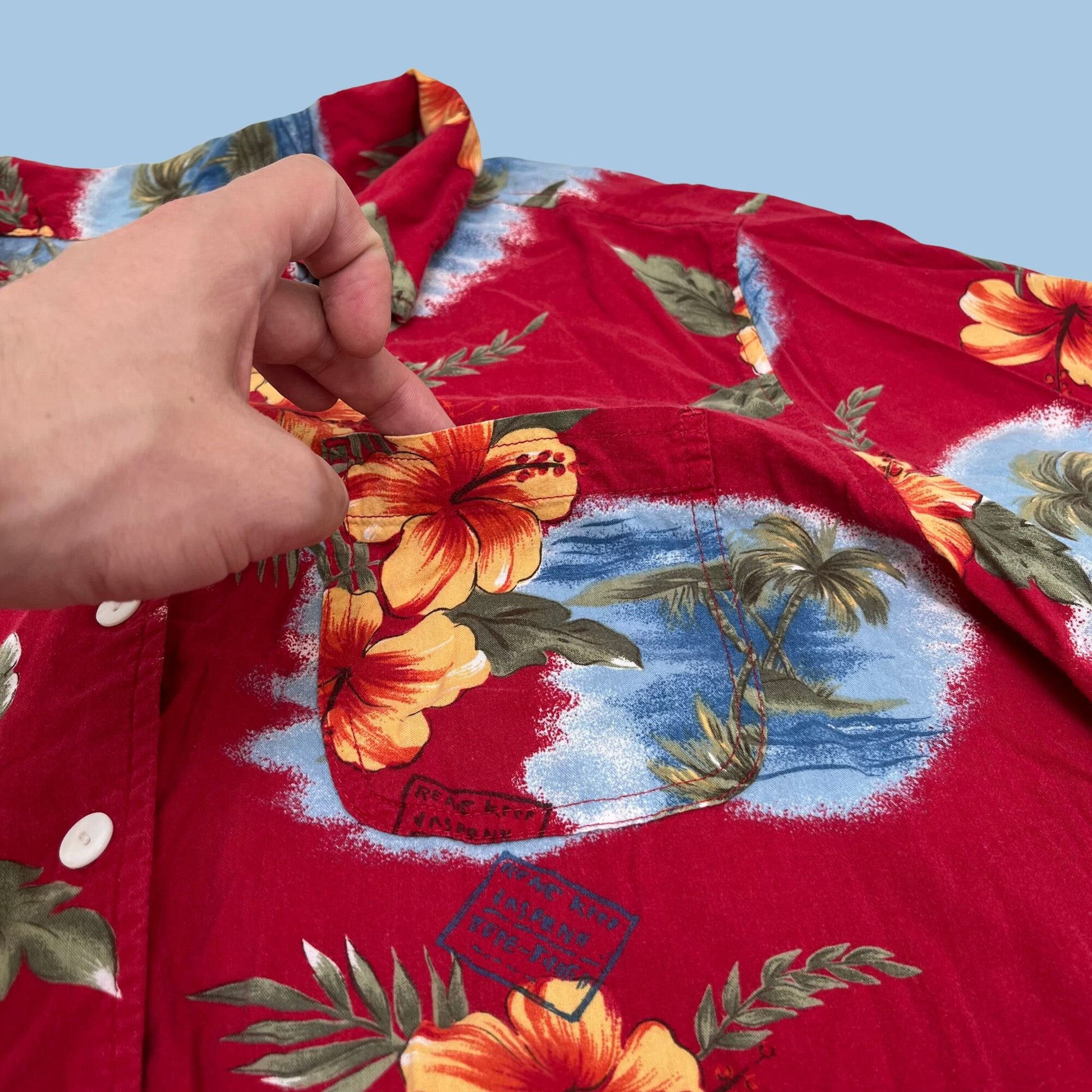 Vintage 90s Hawaiian floral women's shirt, women's size 1X button down floral red shirt, vintage floral blouse