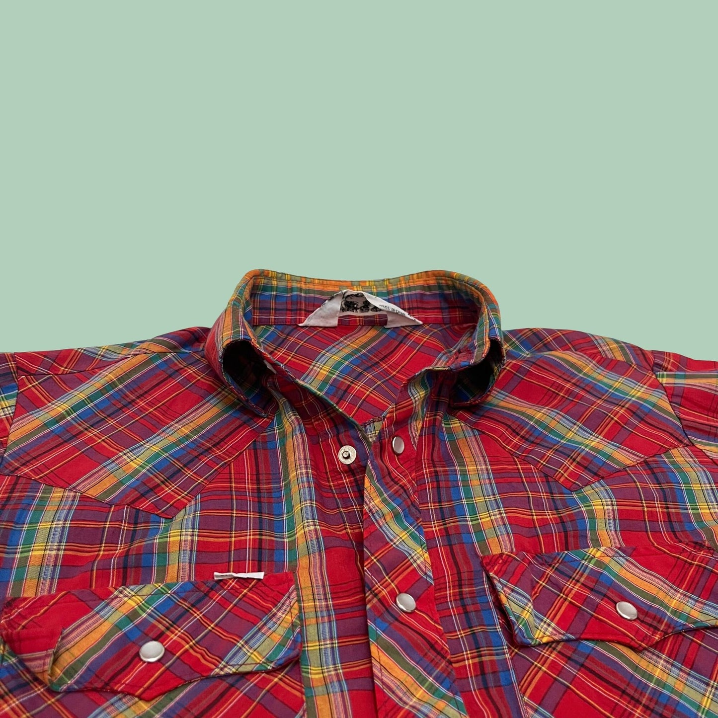 70s Chute #1 plaid western shirt, vintage red men's button down, long sleeve collared oxford top