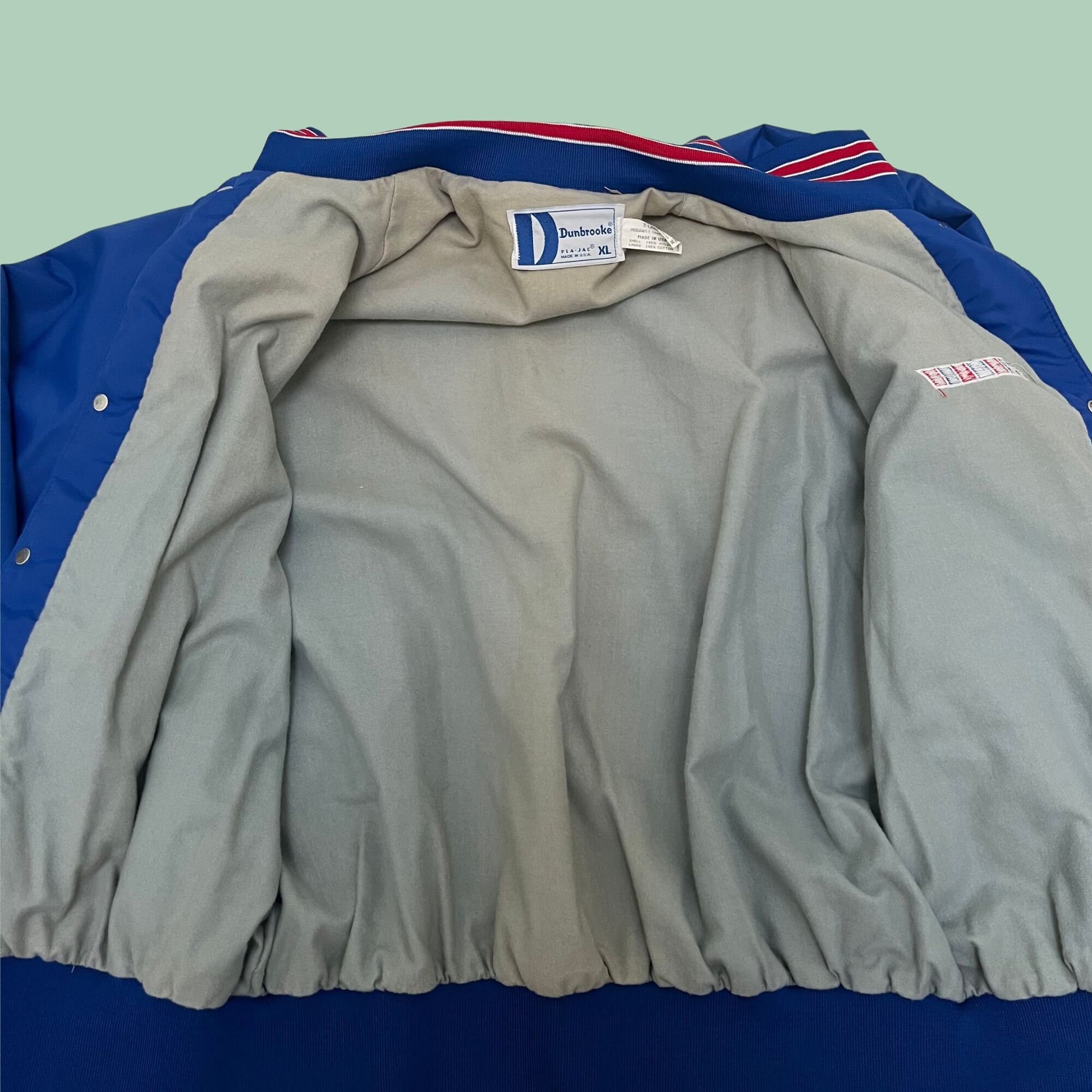 1970s XL Dunbrooke PLA-JAC jacket, vintage red white and blue men's windbreaker, 70s men's puffer