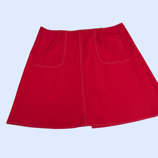 Vintage 70s wrap skirt by Stephanie Koret, size 36 wrap around solid red women's skirt, 1970s knee length a-line skirt