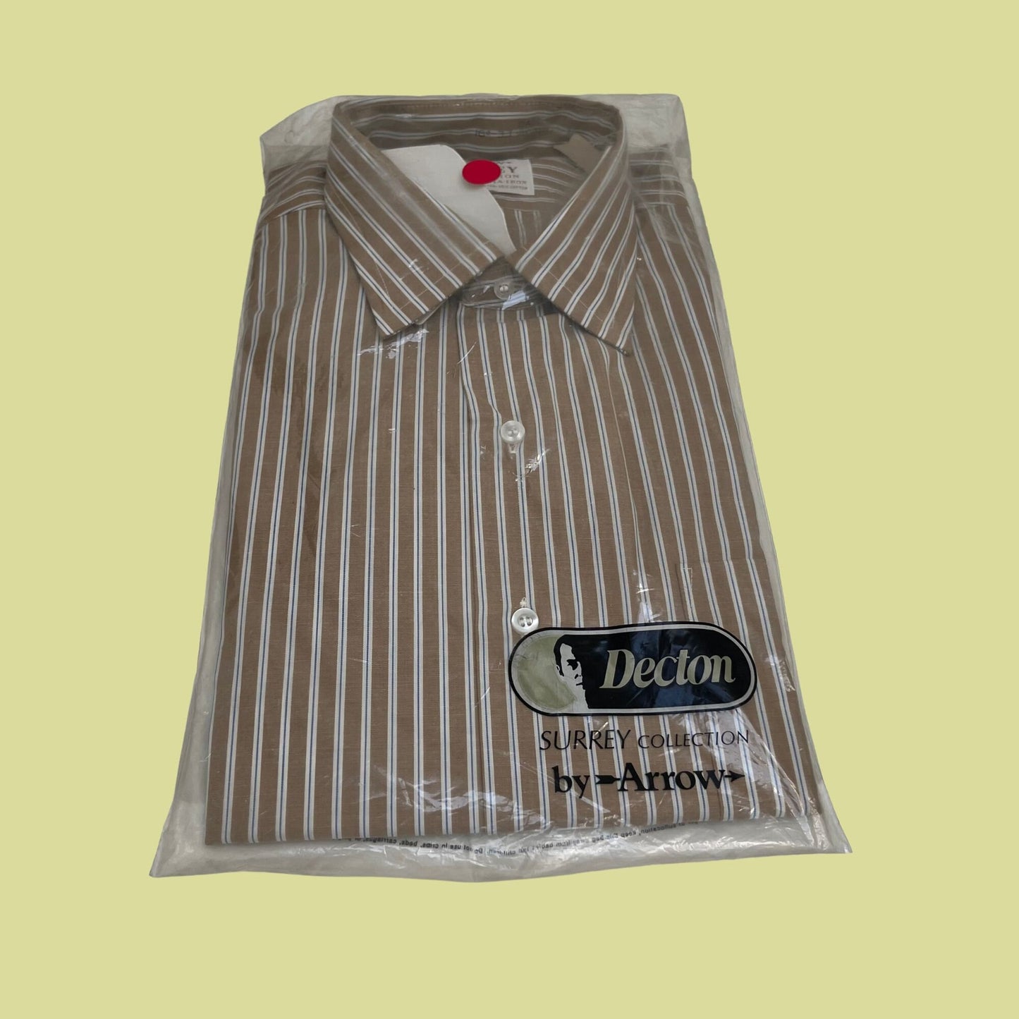 70s XL dress shirt by Arrow Surrey Collection, vintage 1970s striped button down, men's collared shirt with brown and white stripes