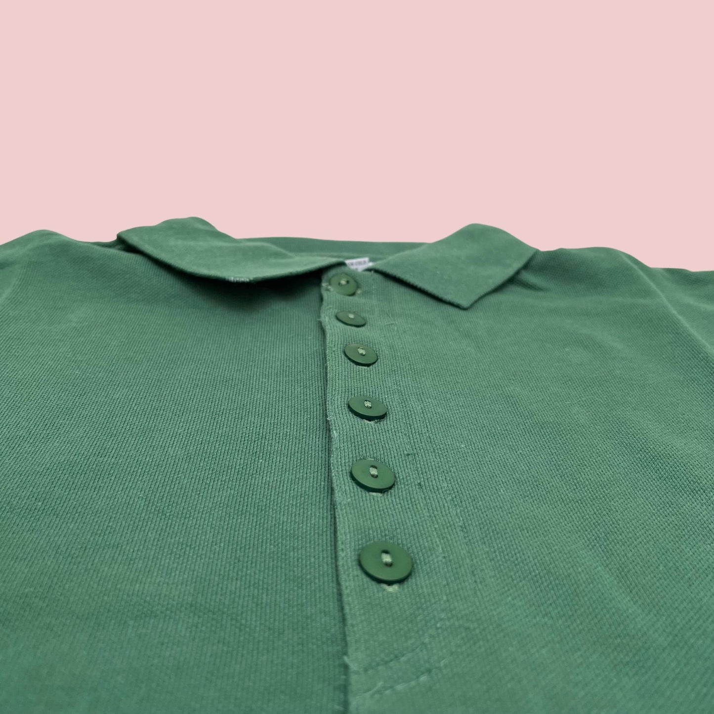 Vintage 1990s solid green men's polo shirt, large green men's vintage collared shirt, short sleeve men's polo by Interim