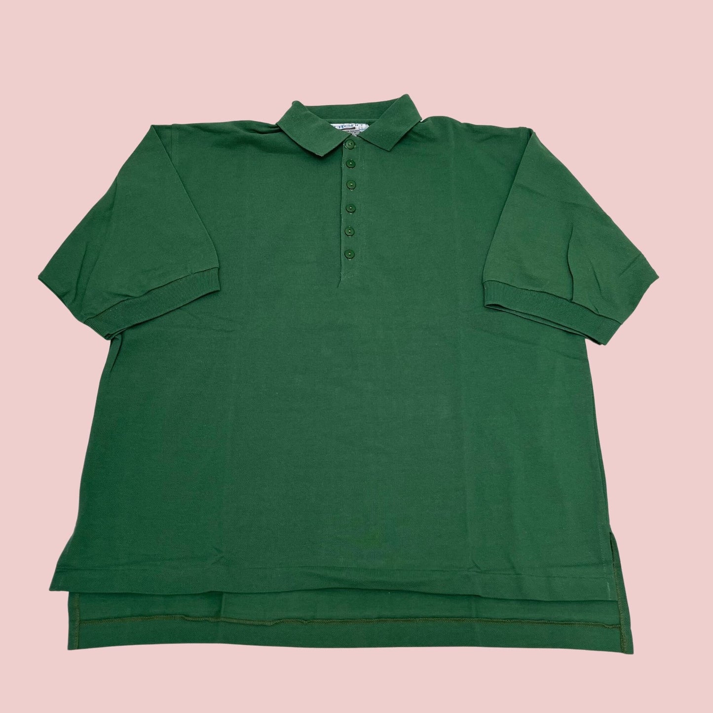 Vintage 1990s solid green men's polo shirt, large green men's vintage collared shirt, short sleeve men's polo by Interim