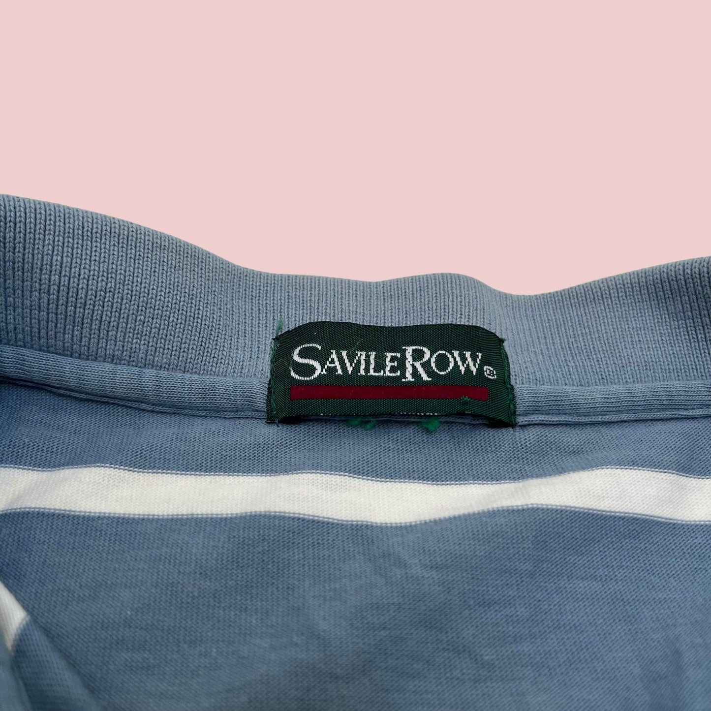 Vintage 90s polo shirt by Savile Row Traditions, striped men's golf polo in blue and white, 1990s striped men's short sleeve