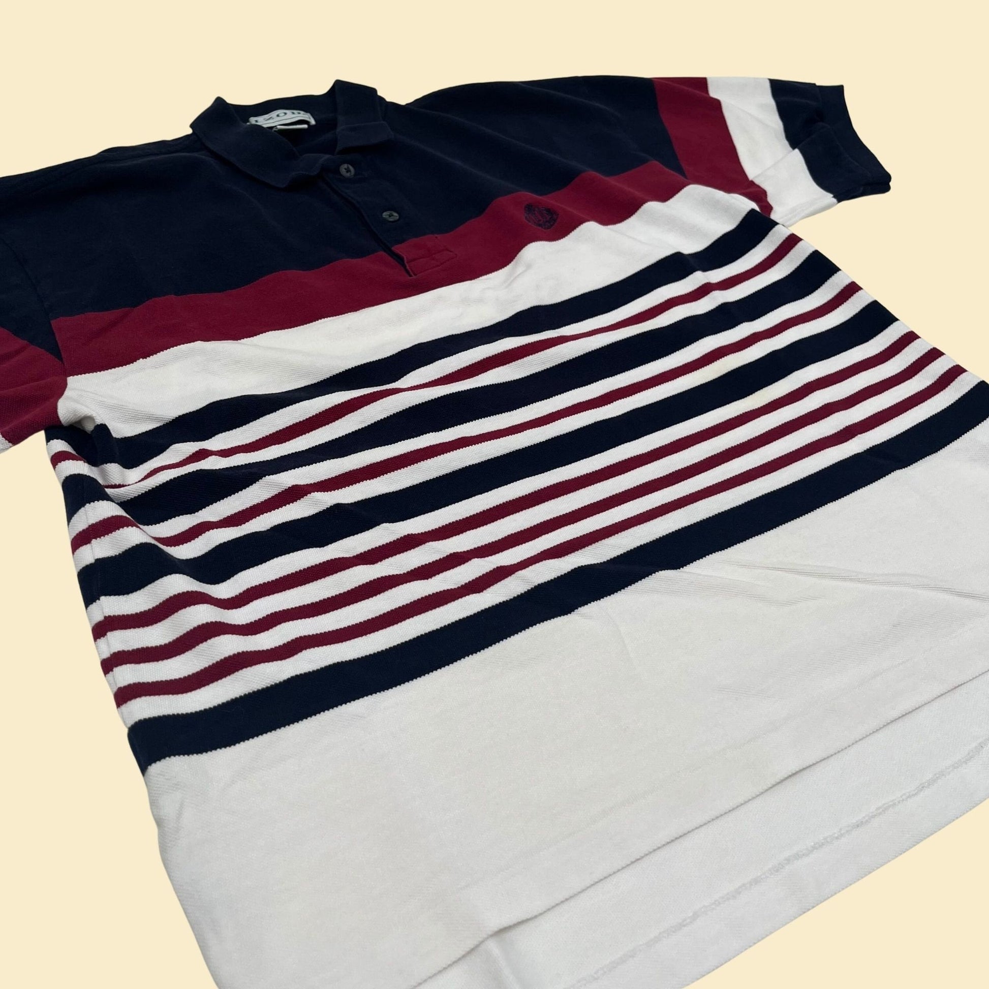 Vintage 90s polo shirt by Izod, striped men's golf polo in blue and white, 1990s striped men's short sleeve