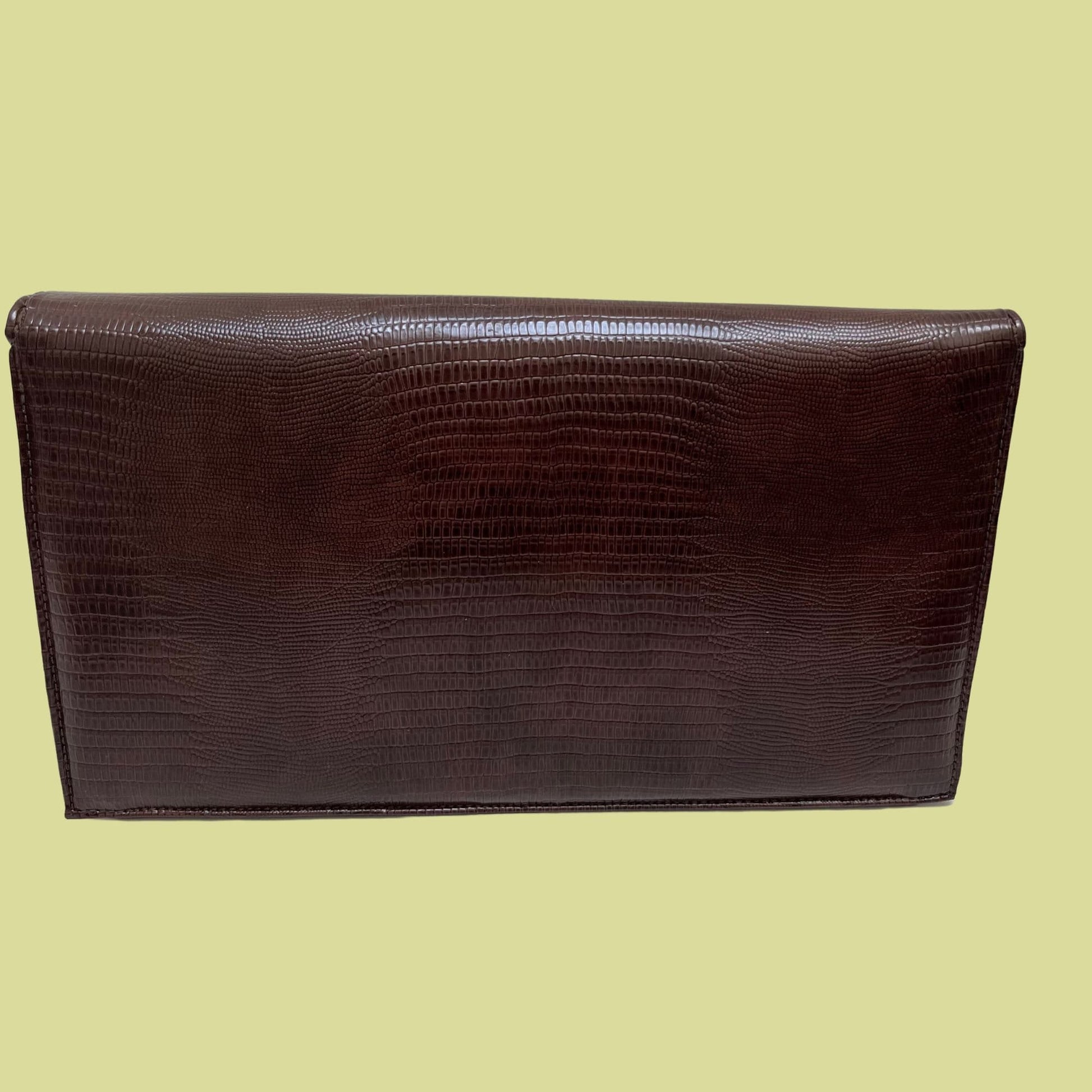 1970s brown leather clutch bag by Ande, Los Andes vintage evening bag, hand held leather purse