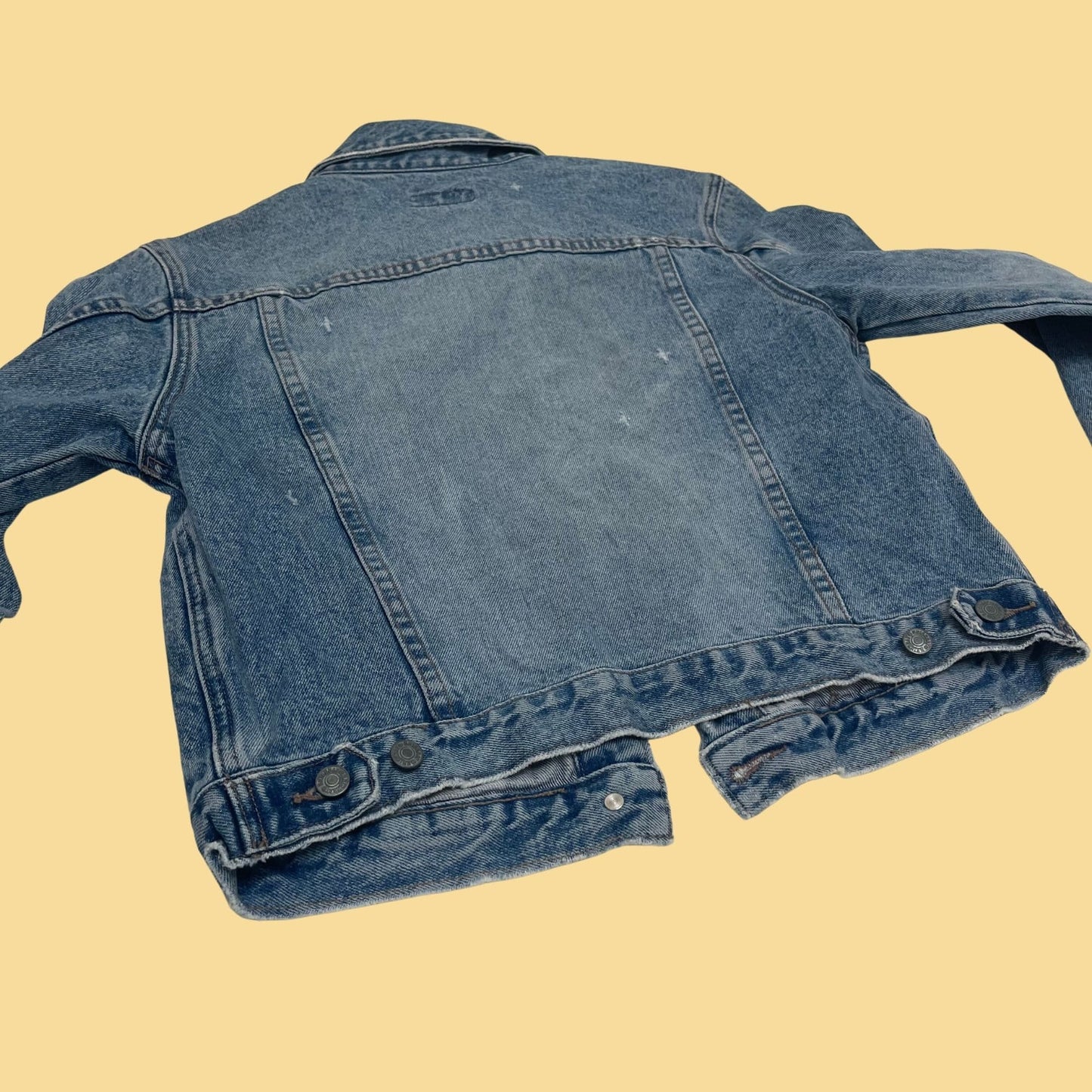 90s medium denim jacket by Union Bay, vintage jean jacket with front pockets, 1990s faded and ripped denim jacket