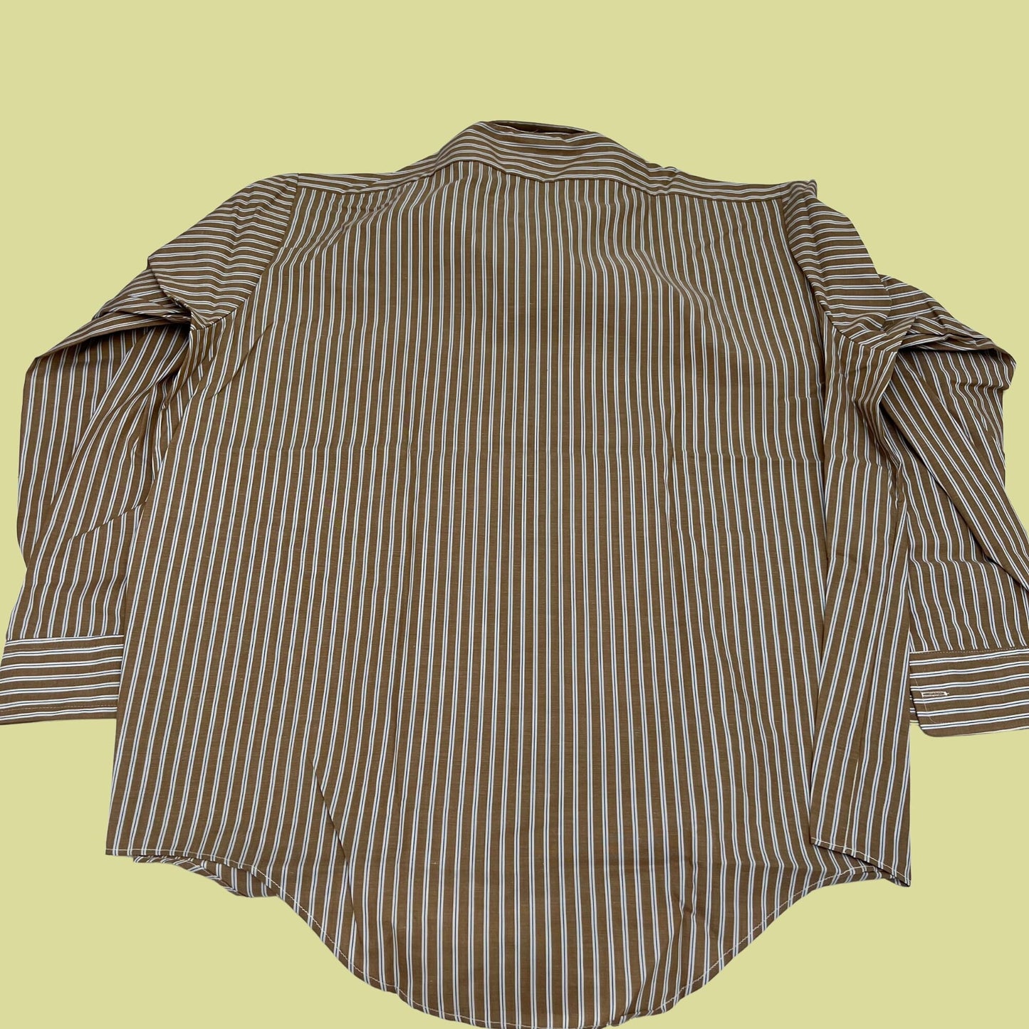 70s XL dress shirt by Arrow Surrey Collection, vintage 1970s striped button down, men's collared shirt with brown and white stripes