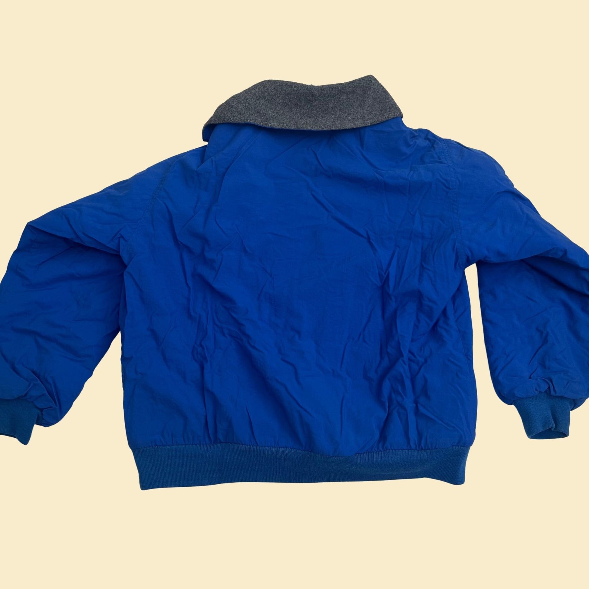 90s fleece lined nylon jacket by Eddie Bauer, medium women's vintage solid blue jacket, 1990s casual zip up windbreaker jacket