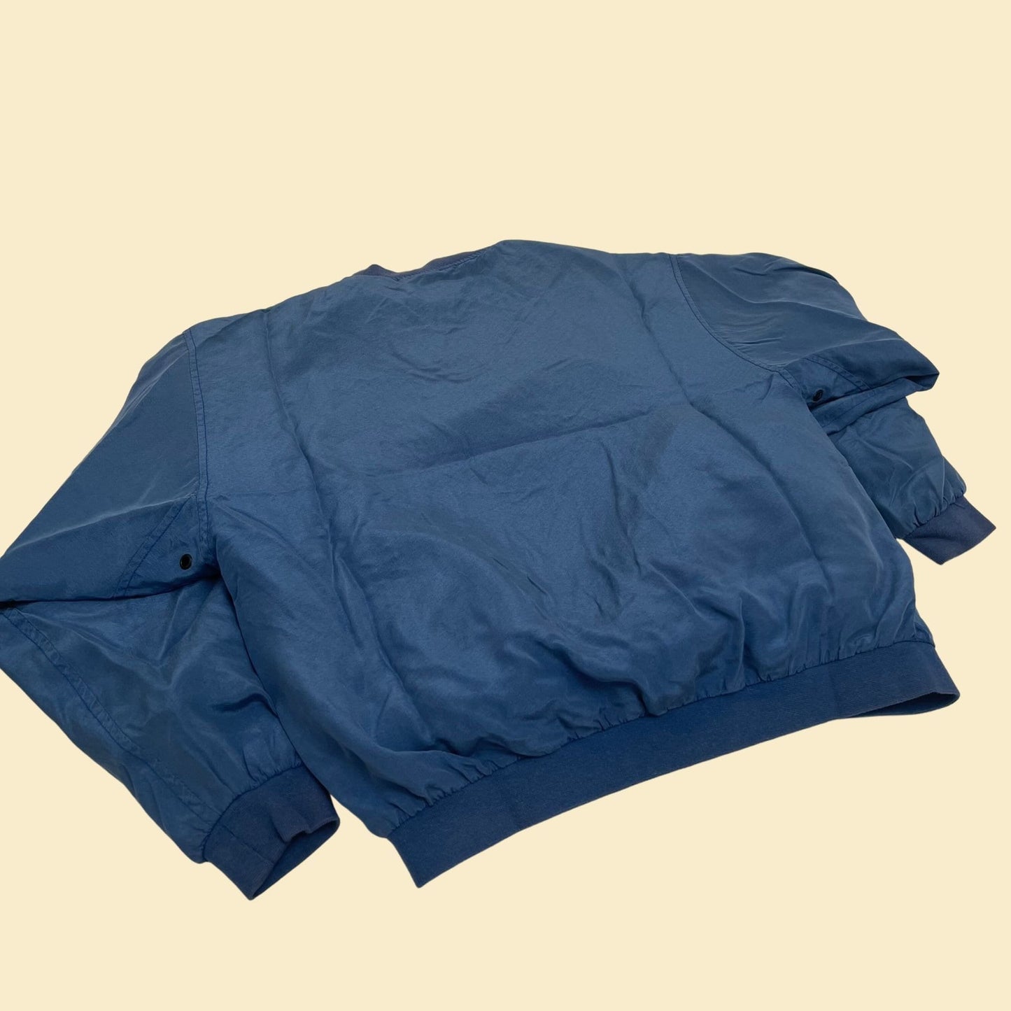 90s silk blue golf windbreaker by Mc Adams Scott, vintage v-neck pullover windbreaker, men's 1990s windbreaker jacket