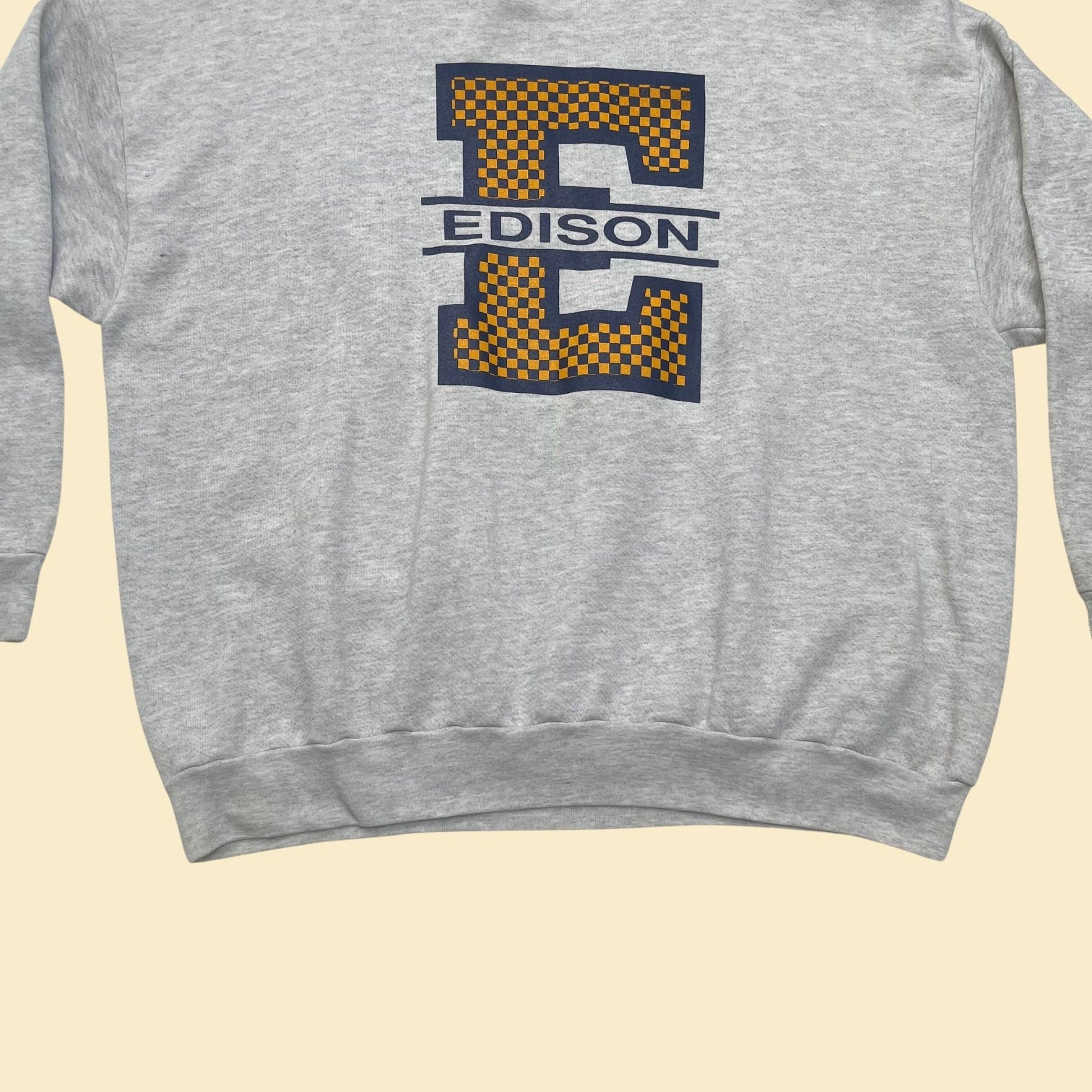 90s Lee crewneck sweatshirt with Edison E logo, 3XL grey vintage crew pullover, 1990s sweatshirt