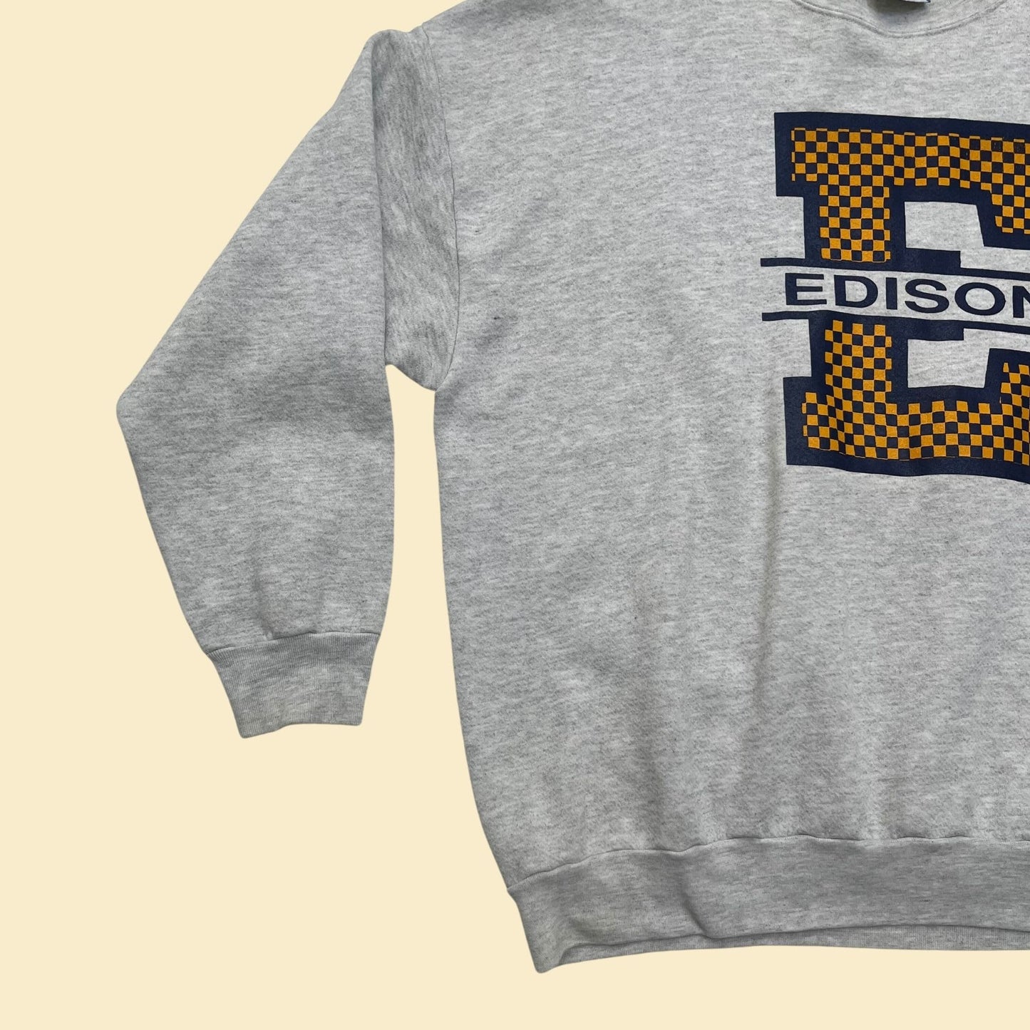 90s Lee crewneck sweatshirt with Edison E logo, 3XL grey vintage crew pullover, 1990s sweatshirt