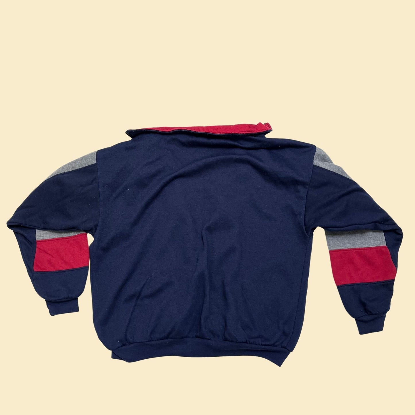 90s jacket with color block pattern by 10th gear, vintage 1990s red grey and blue zip up fleece