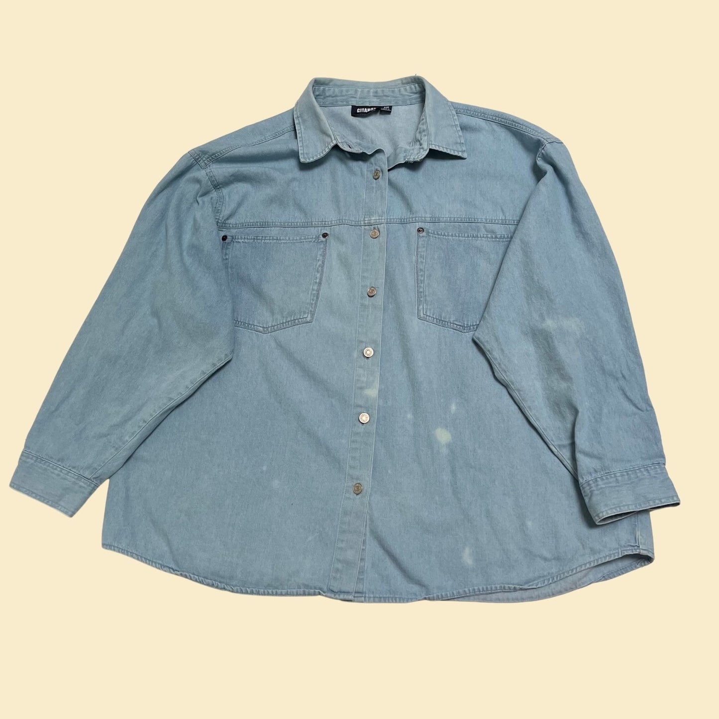 90s chambray shirt by Gitano, vintage 1990s denim long sleeve button down in size 24W