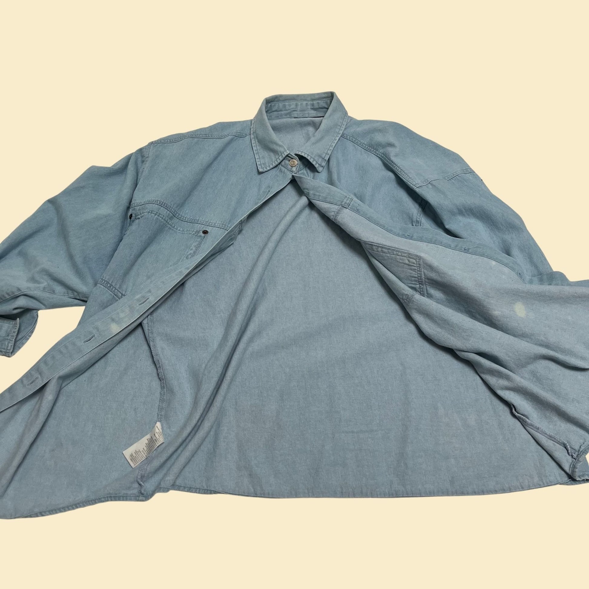 90s chambray shirt by Gitano, vintage 1990s denim long sleeve button down in size 24W