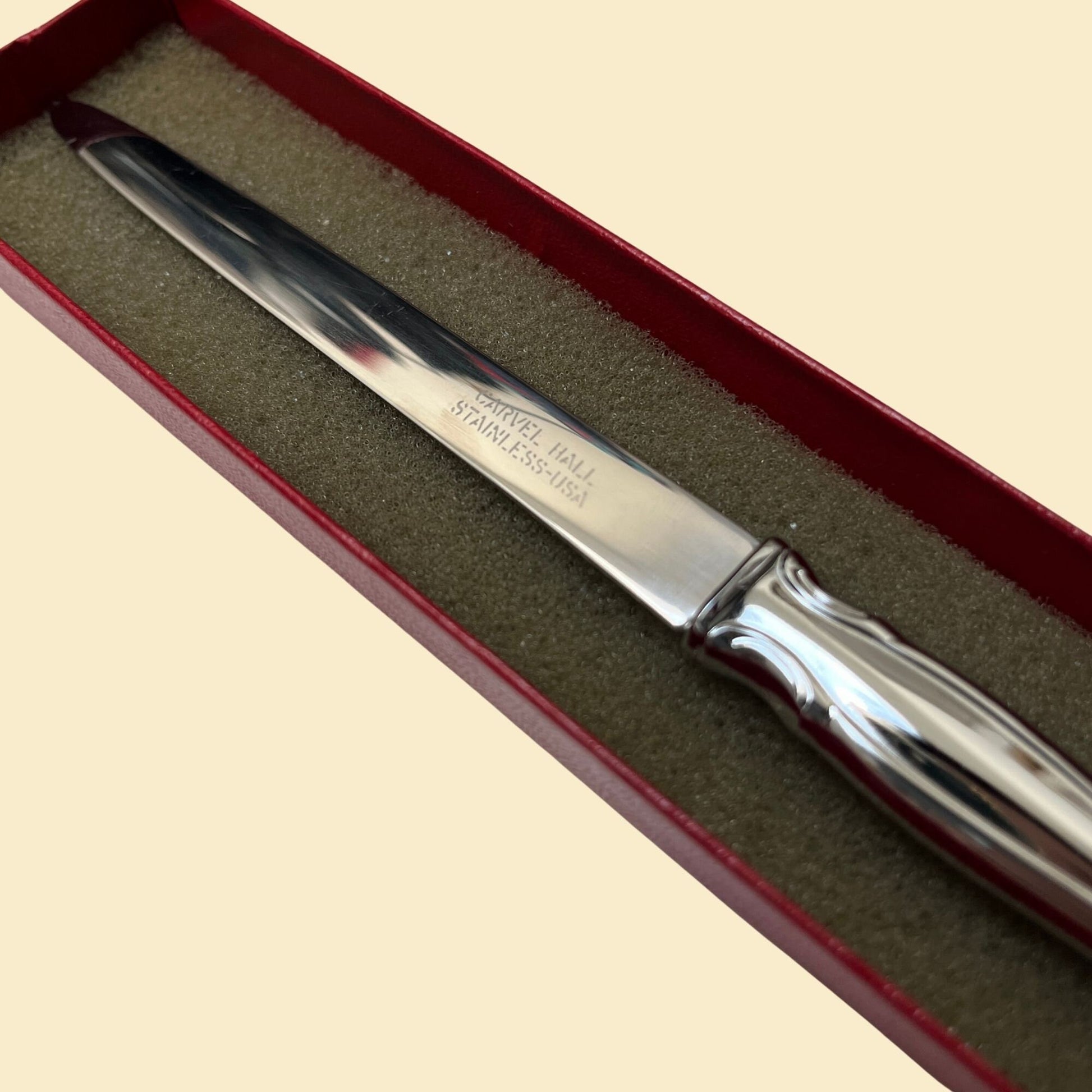 Vintage Carvel Hall letter opener in stainless steel, 8" letter opening knife