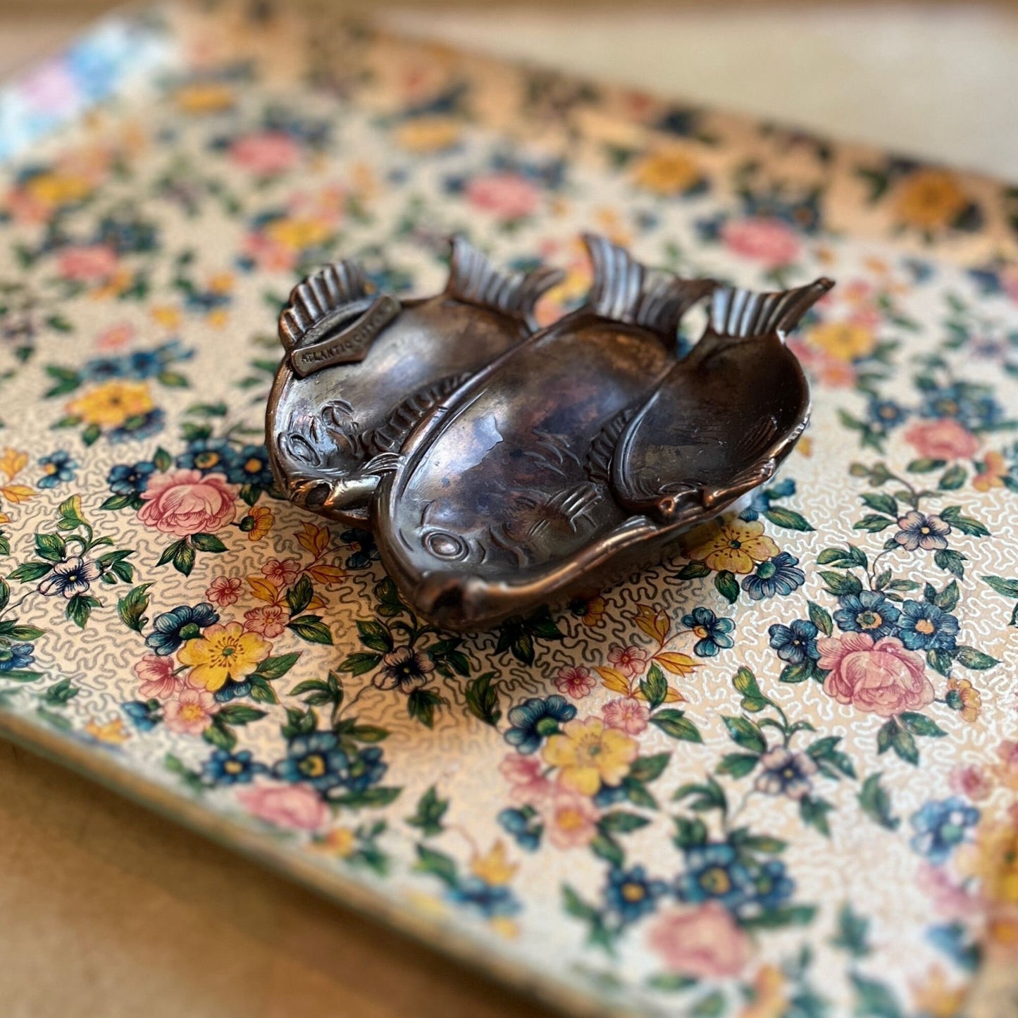 1930s K&O brass fish tray, Atlantic City NJ fish shaped ash tray / catch all by Kronheim and Oldenbusch