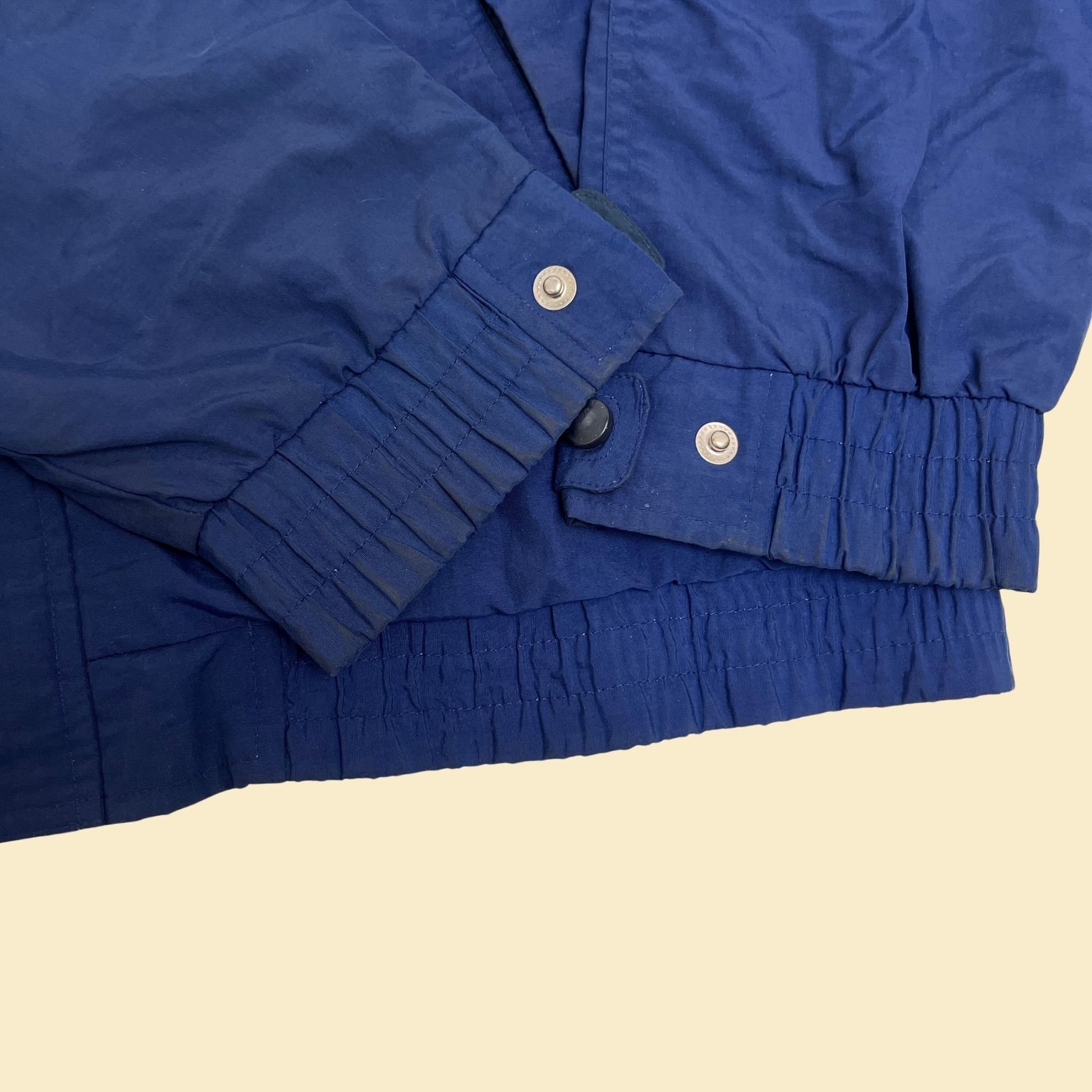 90s windbreaker jacket by Totes, vintage 1990s blue cotton zip up jacket in size large