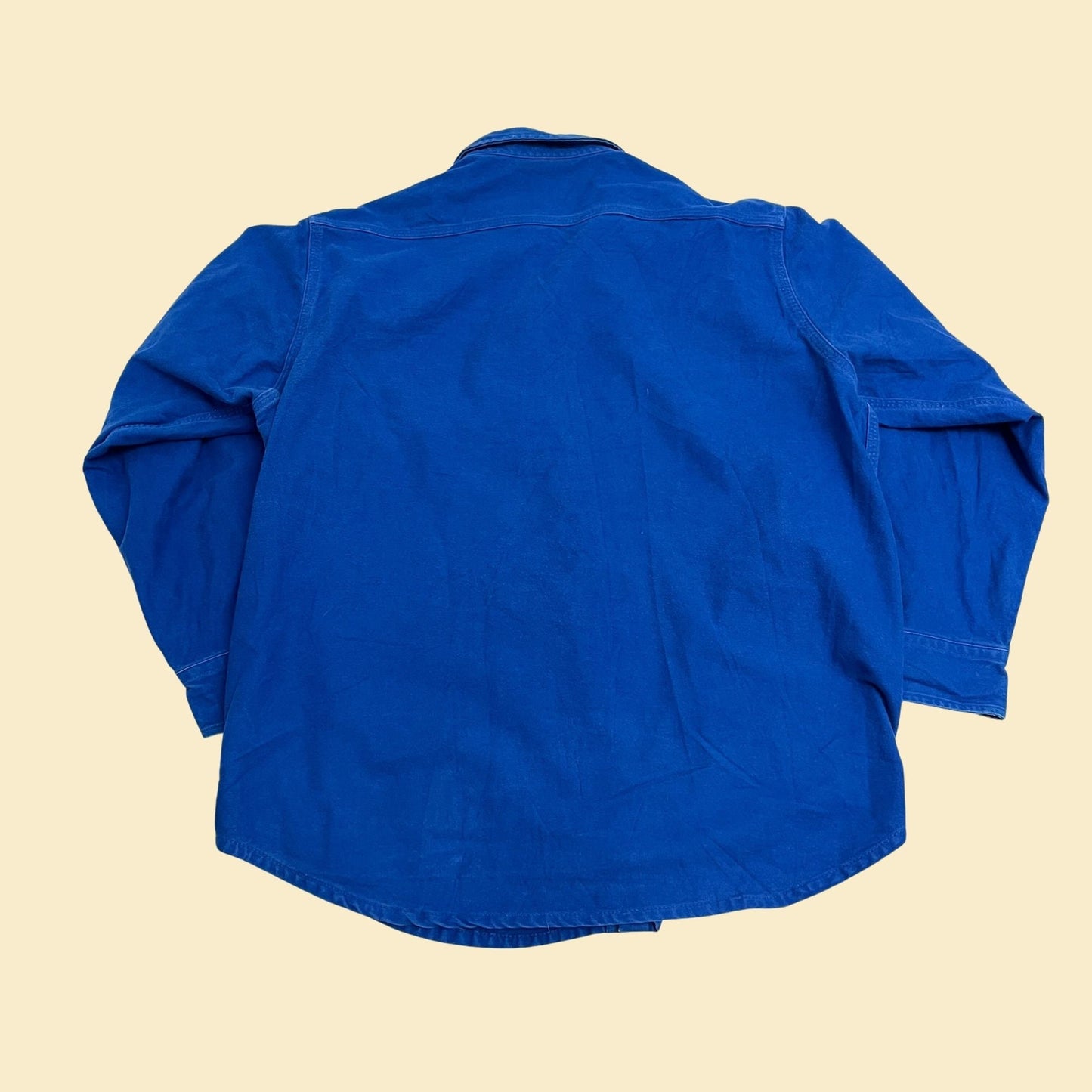 90s Carhartt blue shirt, Union Made in USA, 'Rugged outdoor wear' blue button down with long sleeves