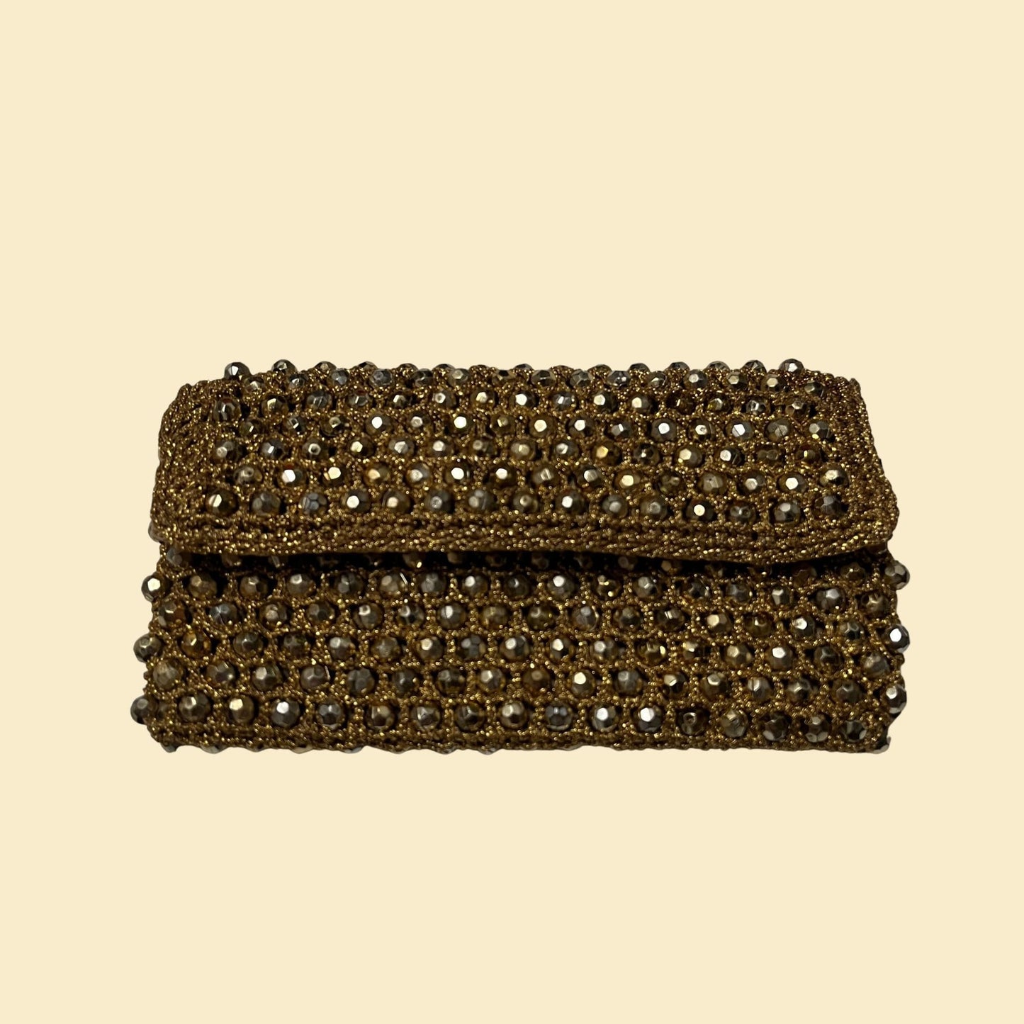 1950s beaded clutch, made in Italy for Alexander's gold handbag, vintage 50s metallic bag