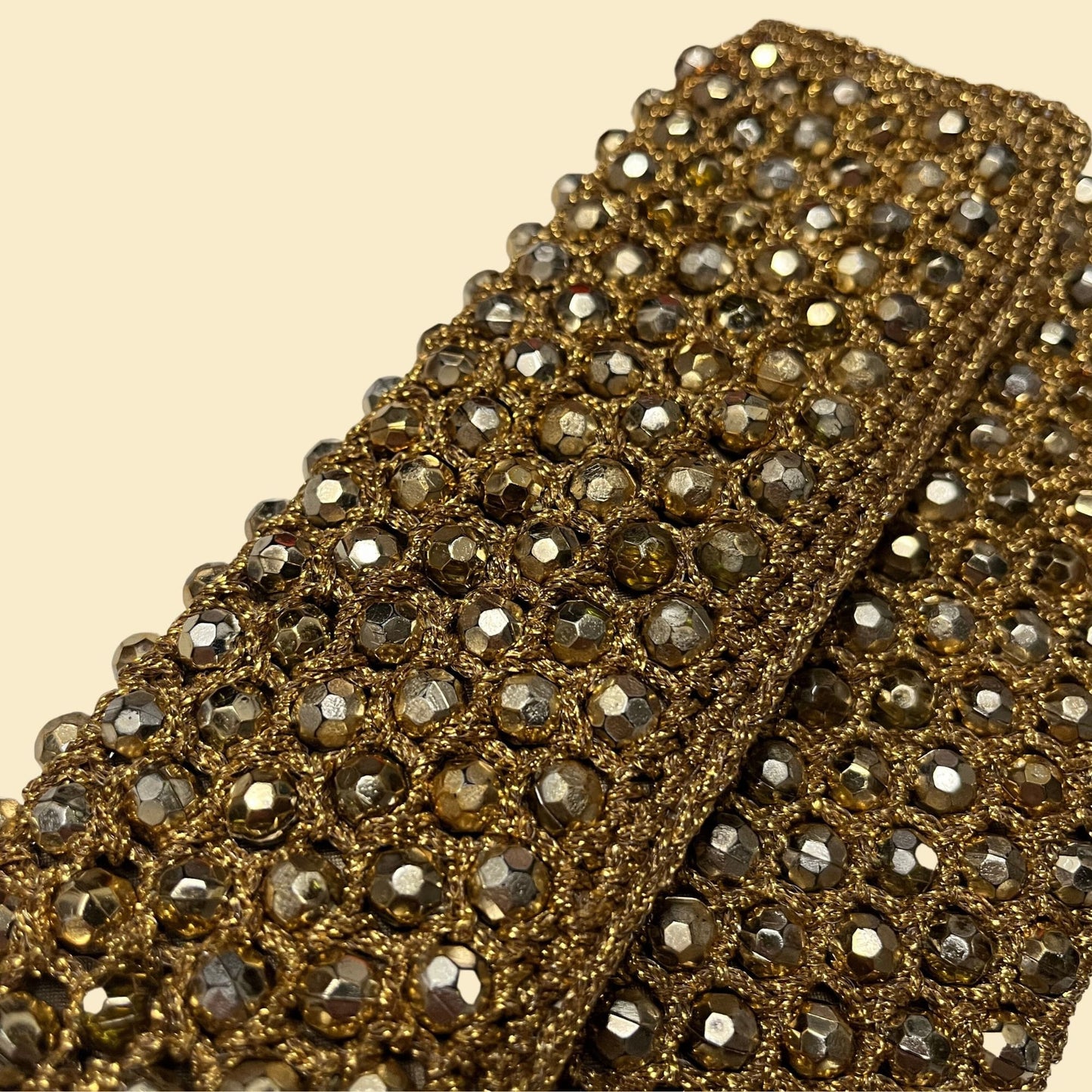 1950s beaded clutch, made in Italy for Alexander's gold handbag, vintage 50s metallic bag