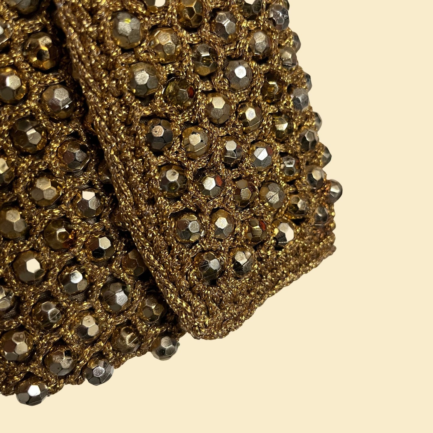 1950s beaded clutch, made in Italy for Alexander's gold handbag, vintage 50s metallic bag