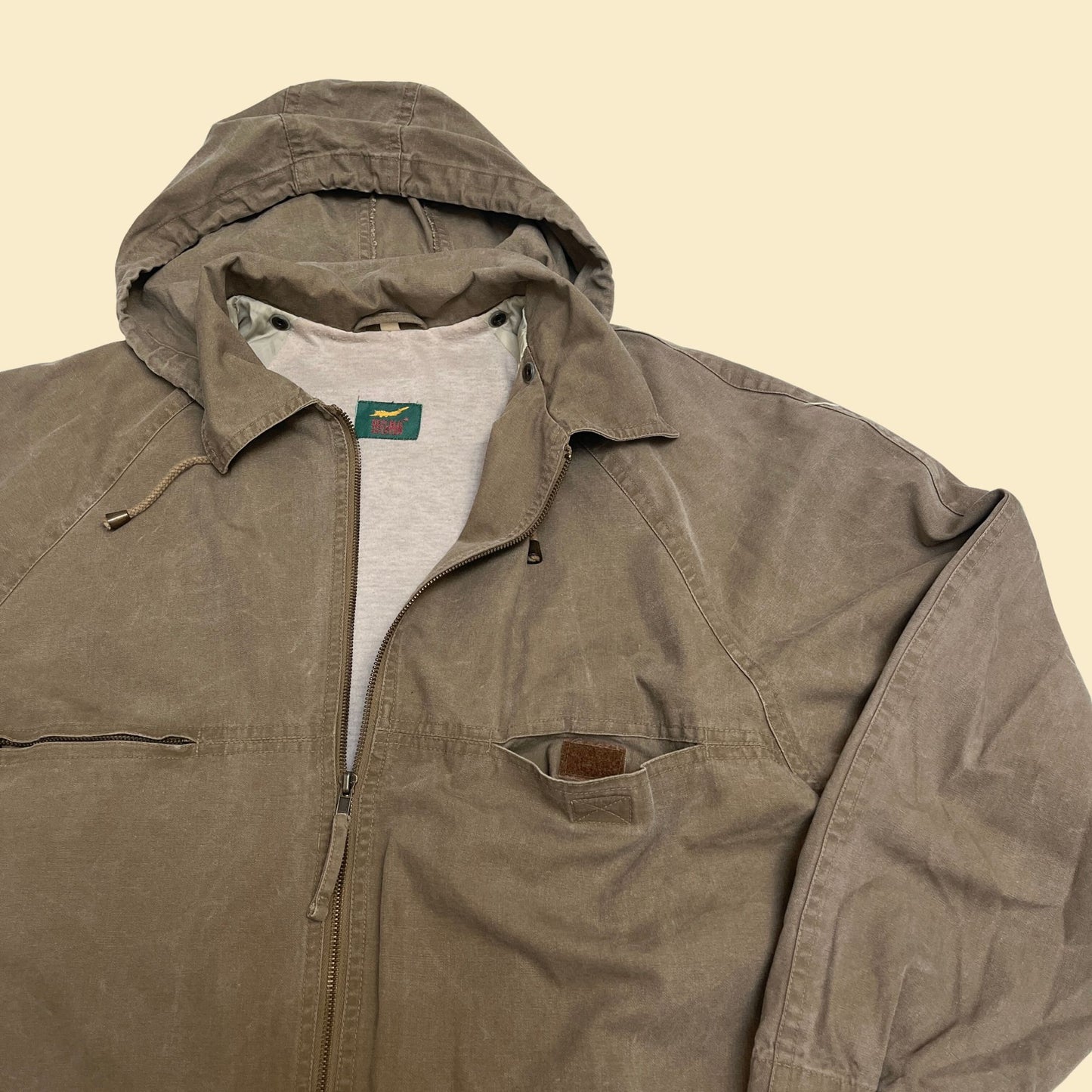 80s flight jacket by Republic Aviation, vintage flight jacket with removable hood in size small