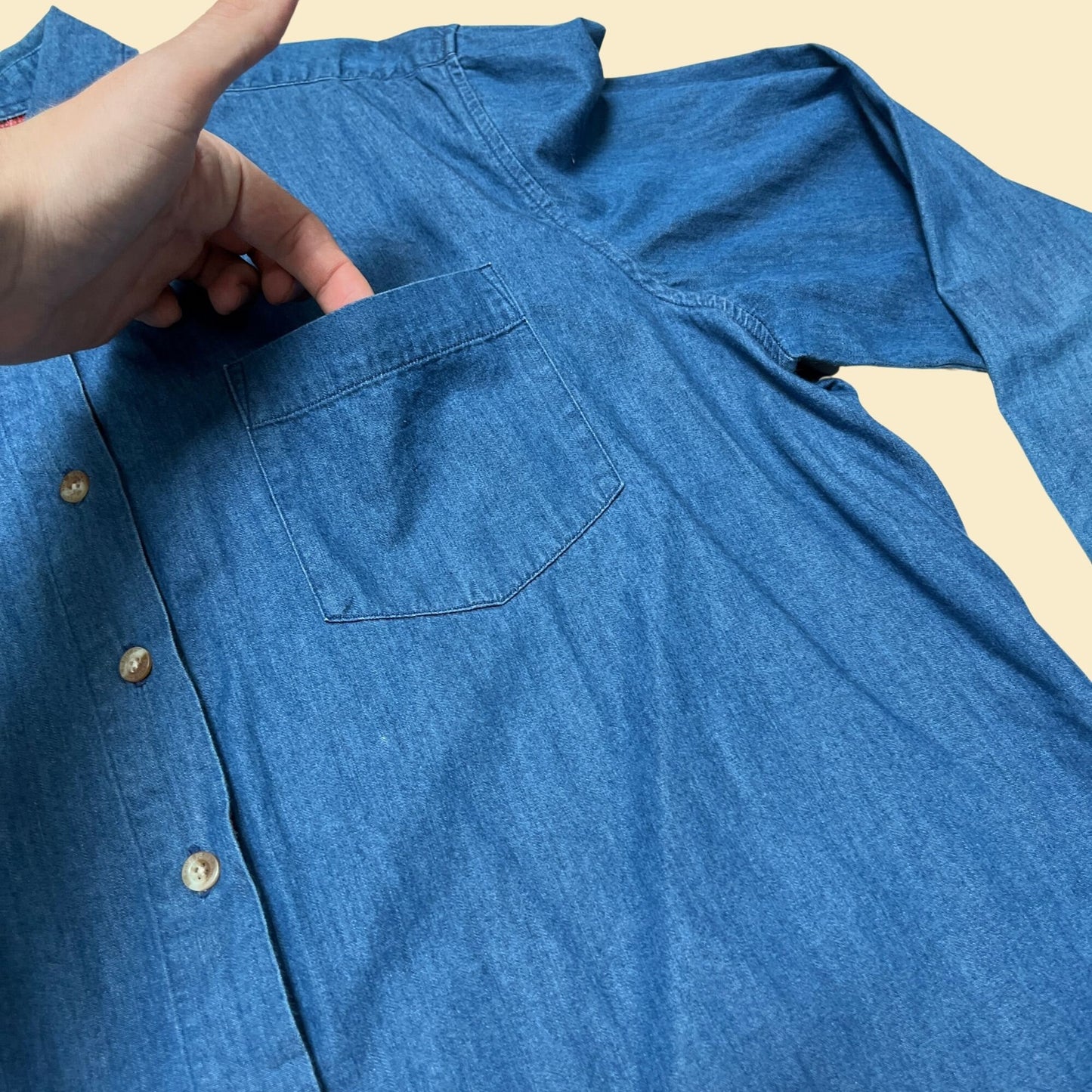 Vintage Pendleton chambray button down, vintage women's XL denim shirt, 1990s Pendleton Originals blue blouse