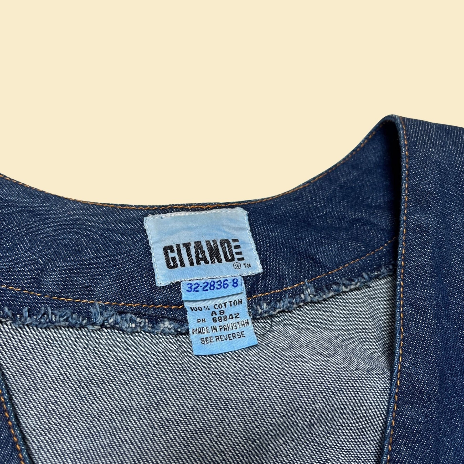 90s denim jacket by Gitano, vintage 1990s XL button down denim jacket with elastic waste