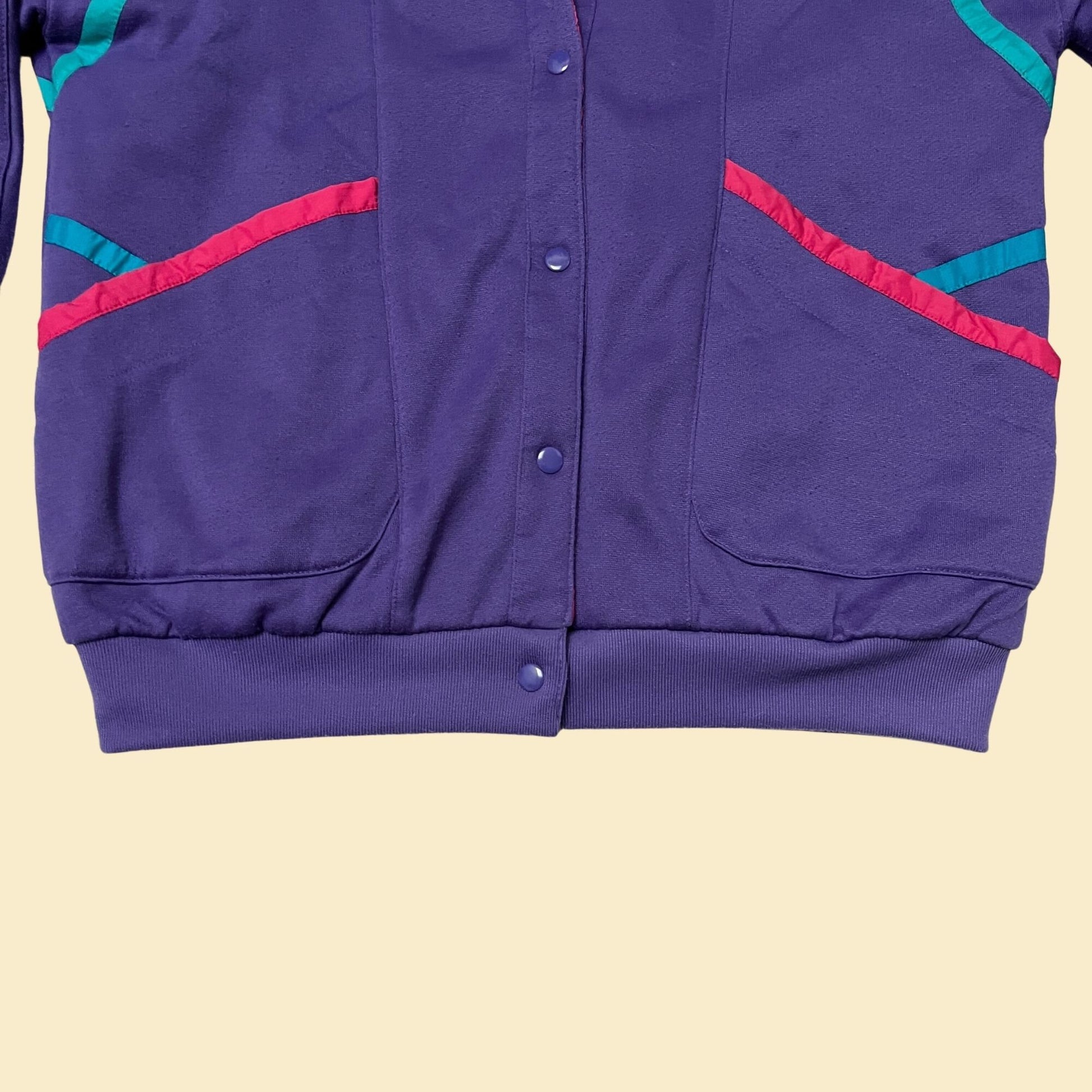 80s reversible jacket in purple teal and pink, vintage Be In The Current Seen 1980s windbreaker jacket