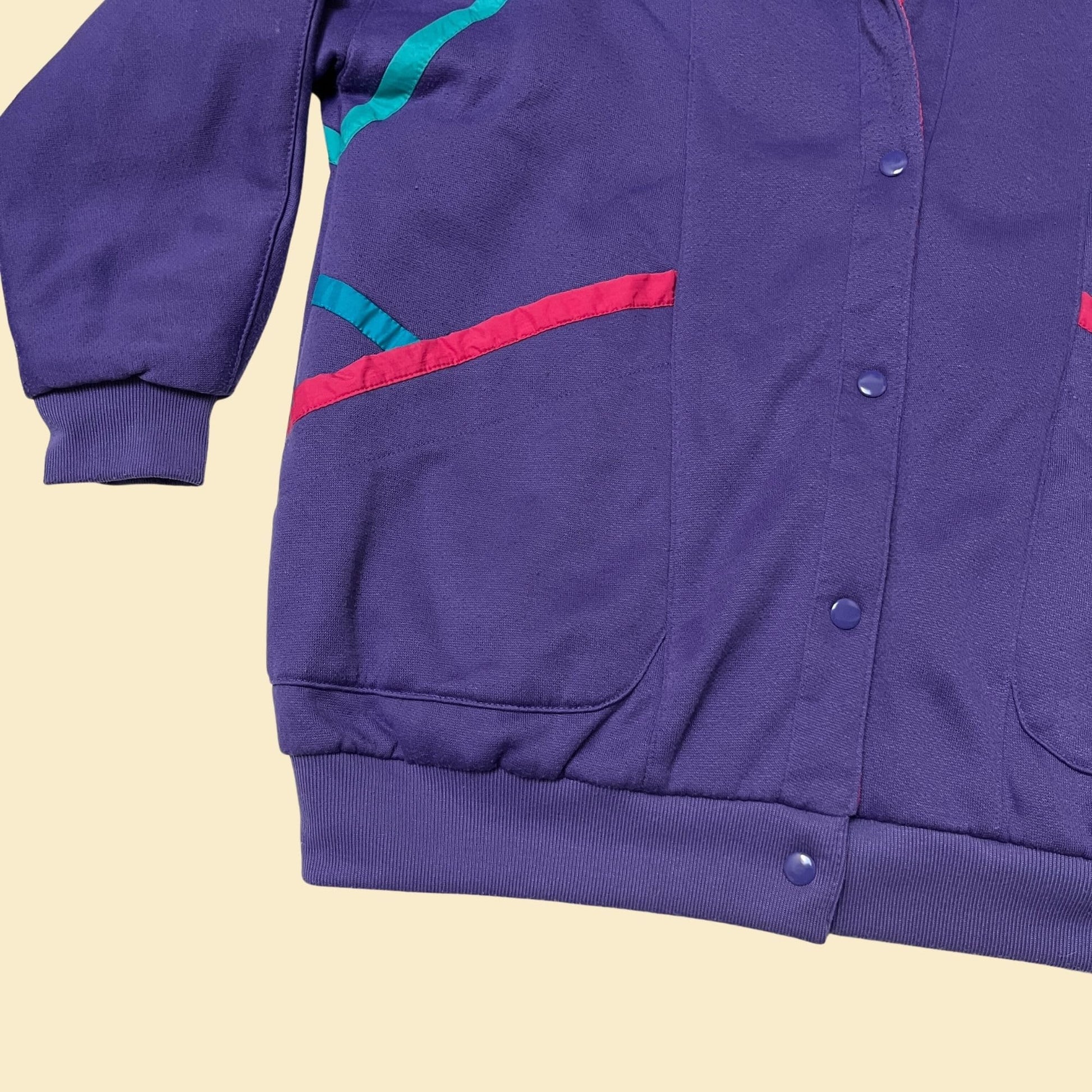 80s reversible jacket in purple teal and pink, vintage Be In The Current Seen 1980s windbreaker jacket