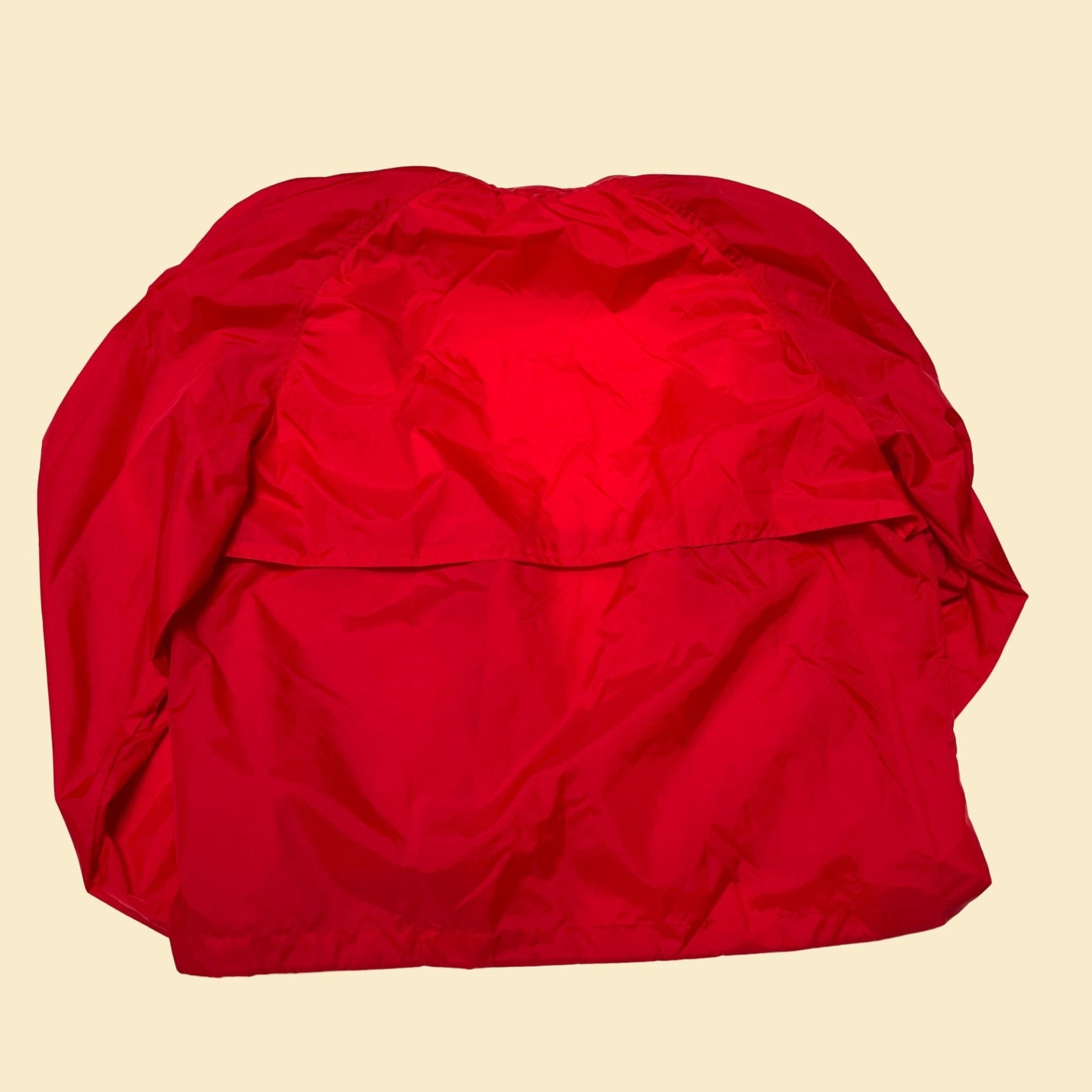 90s red windbreaker jacket by Stream Designs, vintage XL solid red zip up track jacket with storage bag