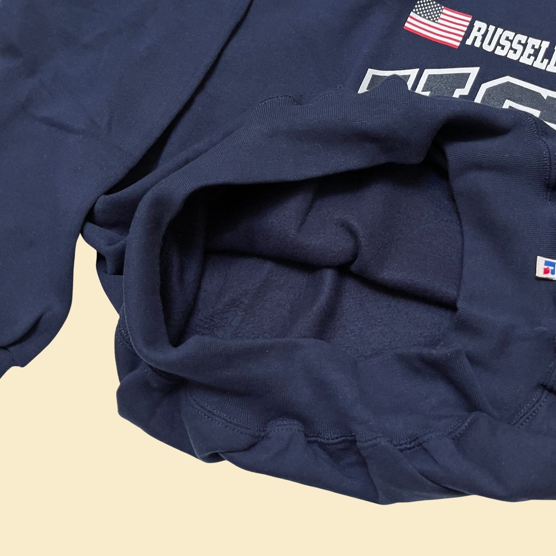 90s XXL Russell Athletic American flag crewneck sweatshirt, vintage 1990s Russel Athletic USA 1902 front logo pullover