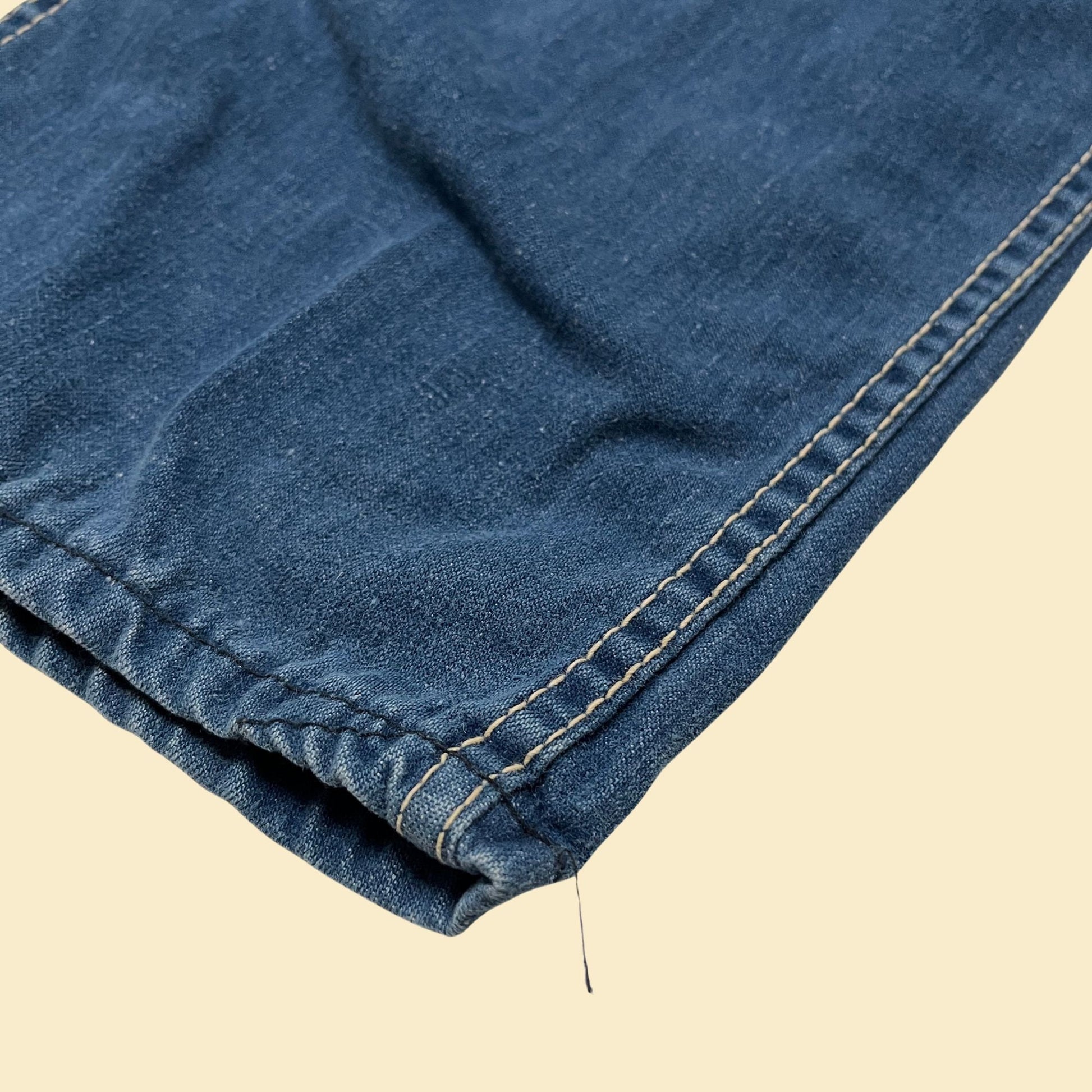 1970s straight leg jeans, 28" waist, vintage 70s medium wash cotton jeans with pockets