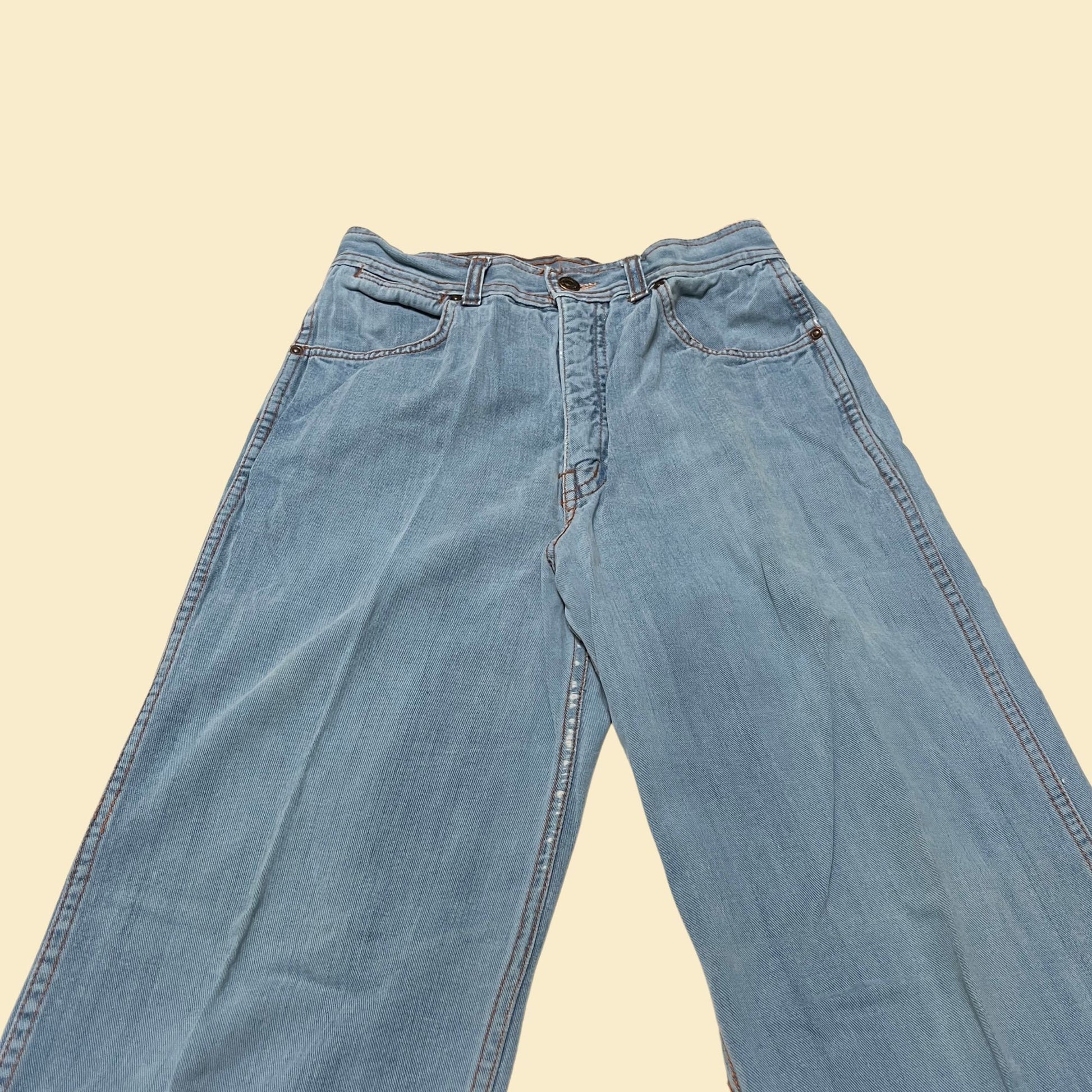 70s straight leg jeans by Eleda, 28" waist, vintage 1970s women's light wash denim pants