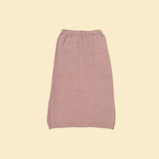 Knit maxi skirt by Sèmplice in pastel pink, vintage size medium 1980s skirt with elastic waste, 80s knit skirt