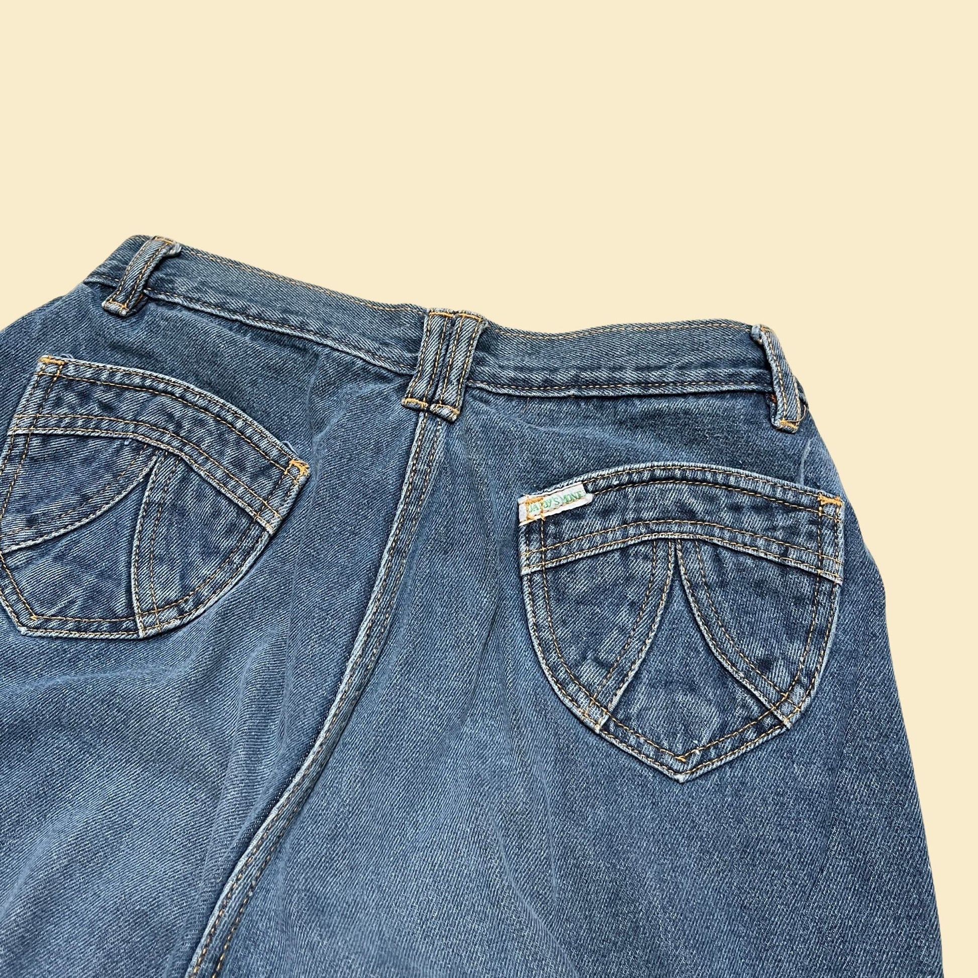 70s Daddy's Money jeans with 28" waist, vintage straight leg 1970s medium wash denim pants