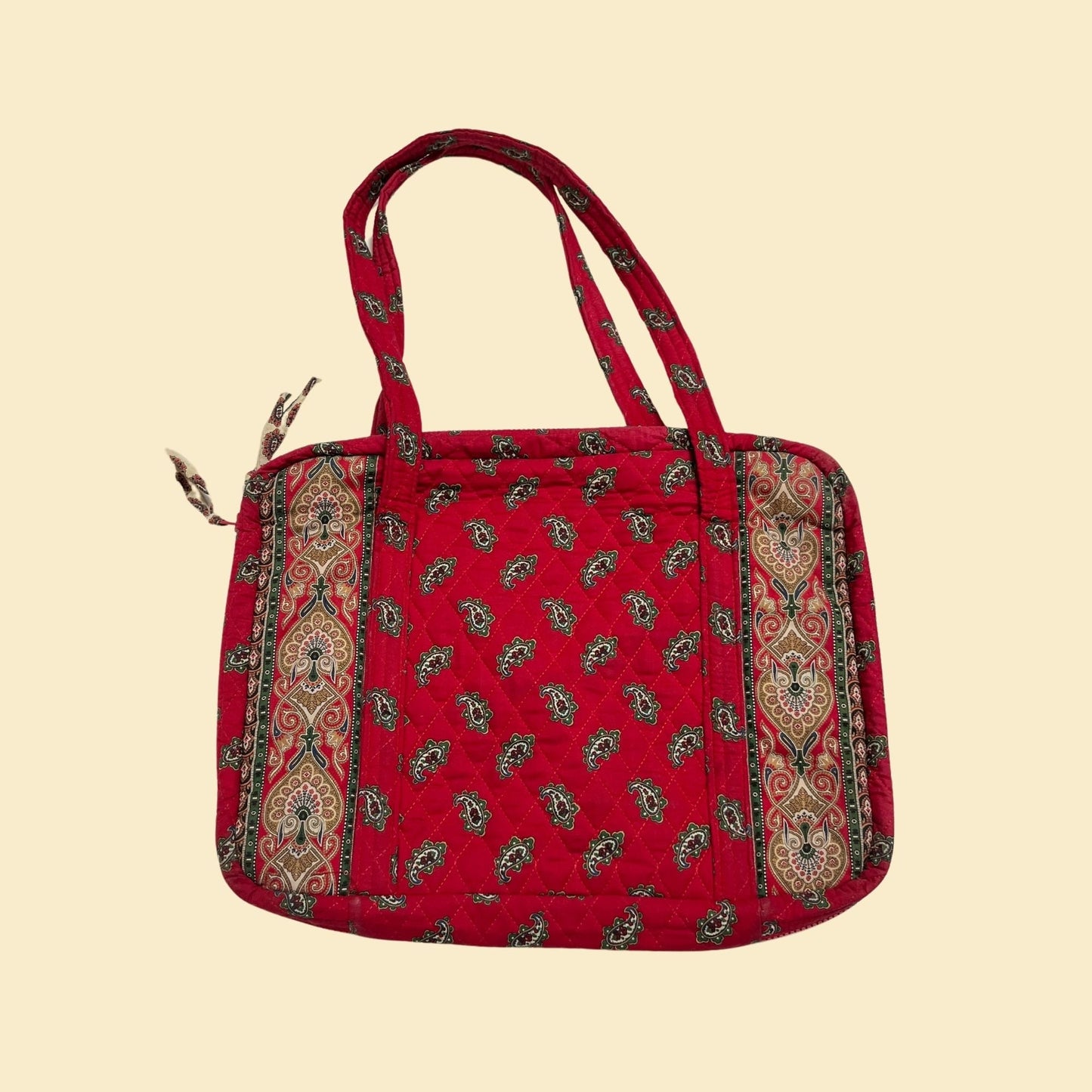 Vera Bradley Indiana Spring 1991 travel bag, red vintage paisley 90s Vera Bradley tote / shoulder bag