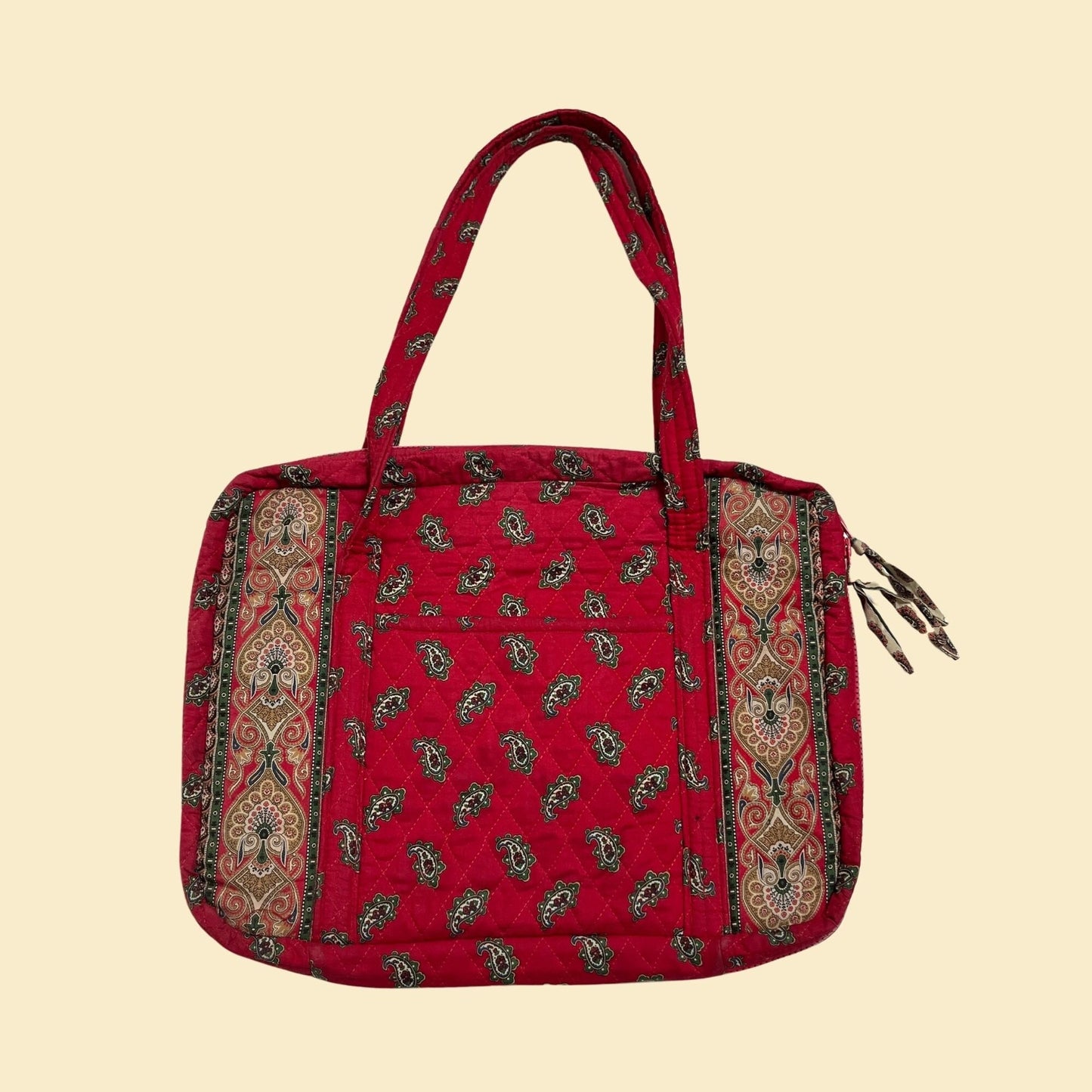 Vera Bradley Indiana Spring 1991 travel bag, red vintage paisley 90s Vera Bradley tote / shoulder bag