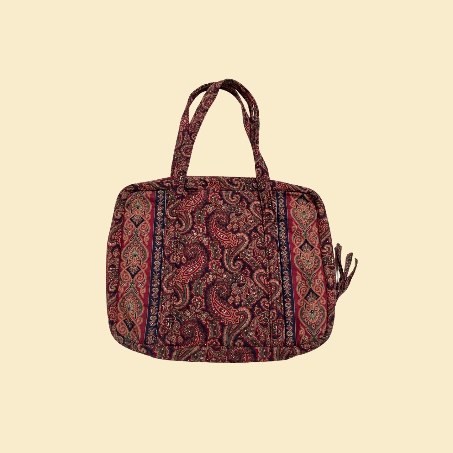 Vera Bradley Indiana Spring 1987 travel bag, burgundy vintage paisley 80s Vera Bradley tote / shoulder bag