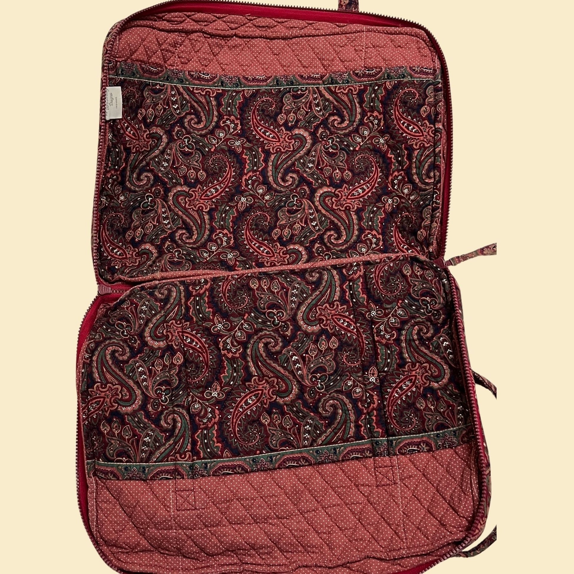 Vera Bradley Indiana Spring 1987 travel bag, burgundy vintage paisley 80s Vera Bradley tote / shoulder bag